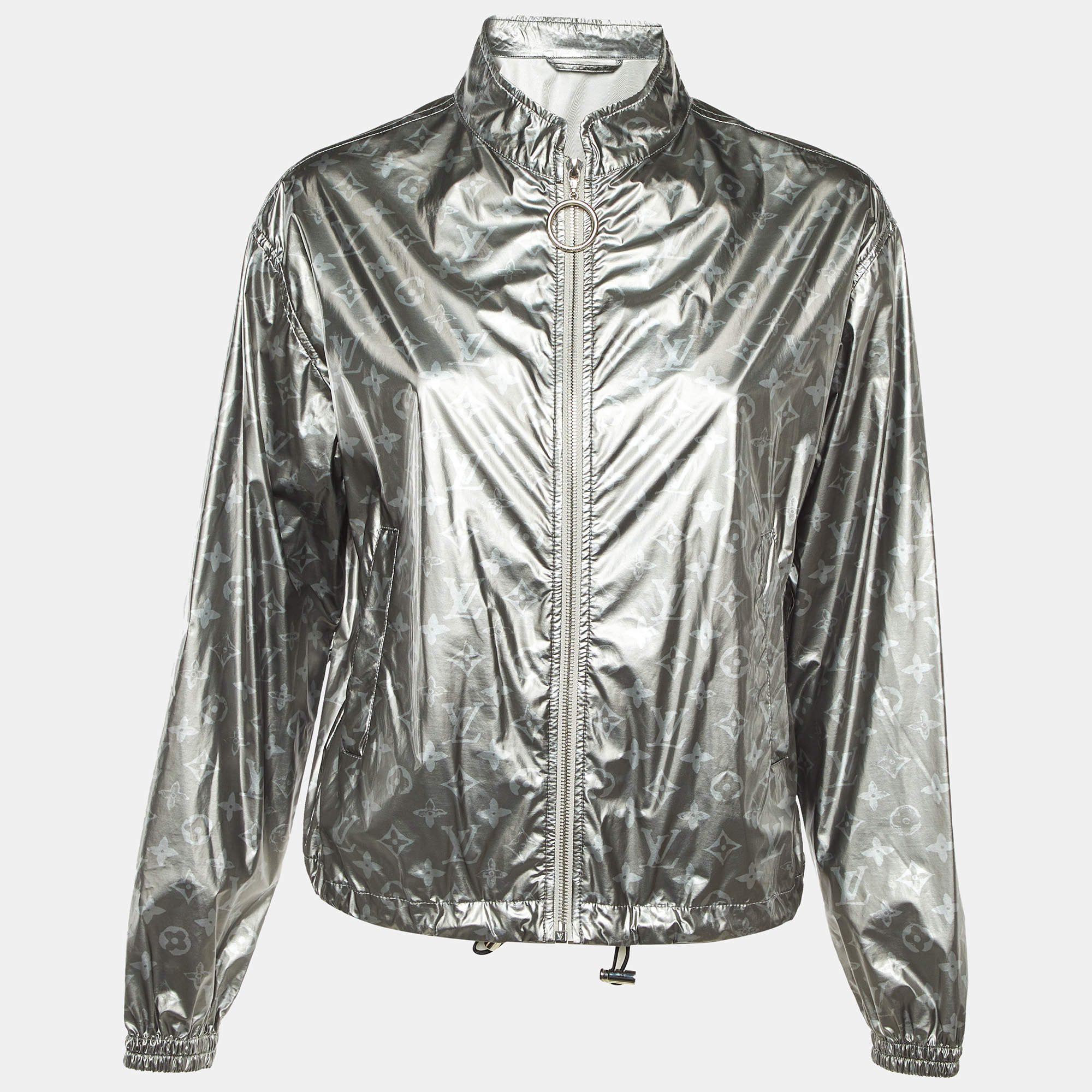 مملوكة مسبقًا Louis Vuitton Grey Monogram Coated Modal Zip Up Jacket M