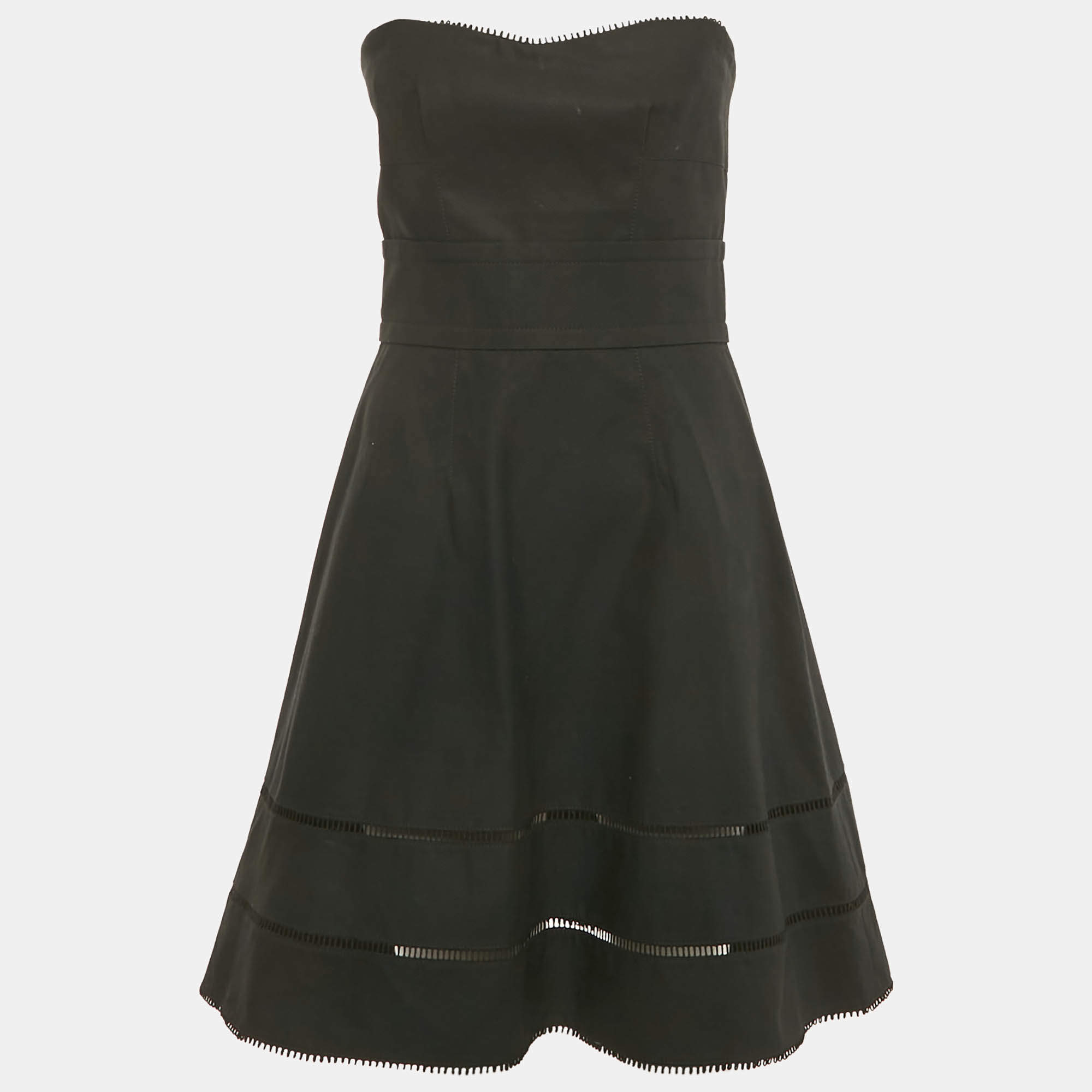 Pre Owned Louis Vuitton Black Cotton Strapless Mini Dress M