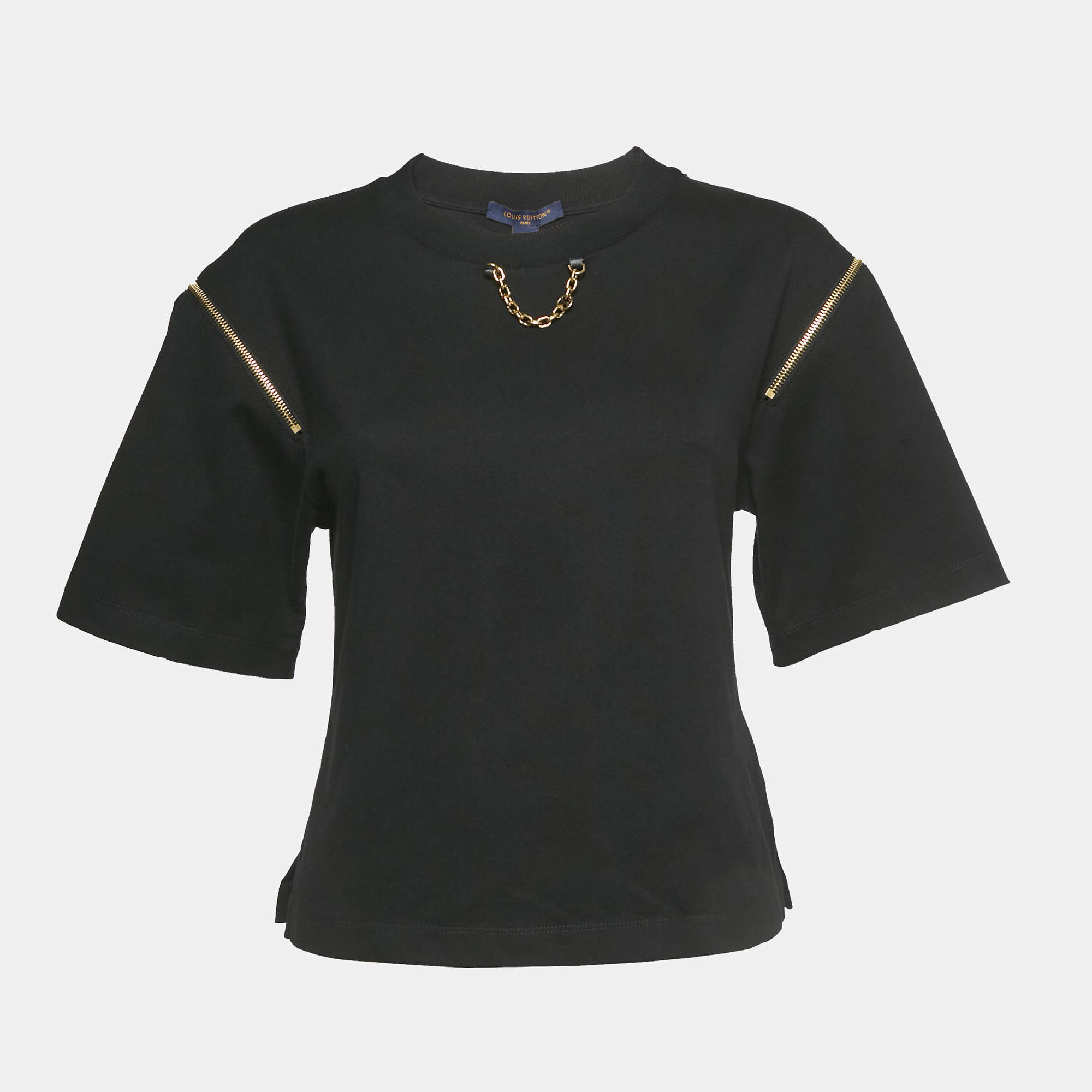 Louis Vuitton Black Monogram Jacquard Knit Crew Neck Half