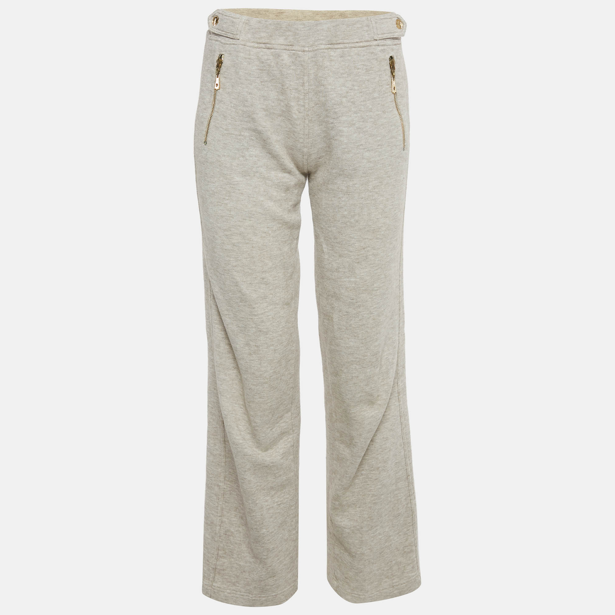 Pre Owned Louis Vuitton Beige Cotton Mélange Straight Fit Sweatpants S