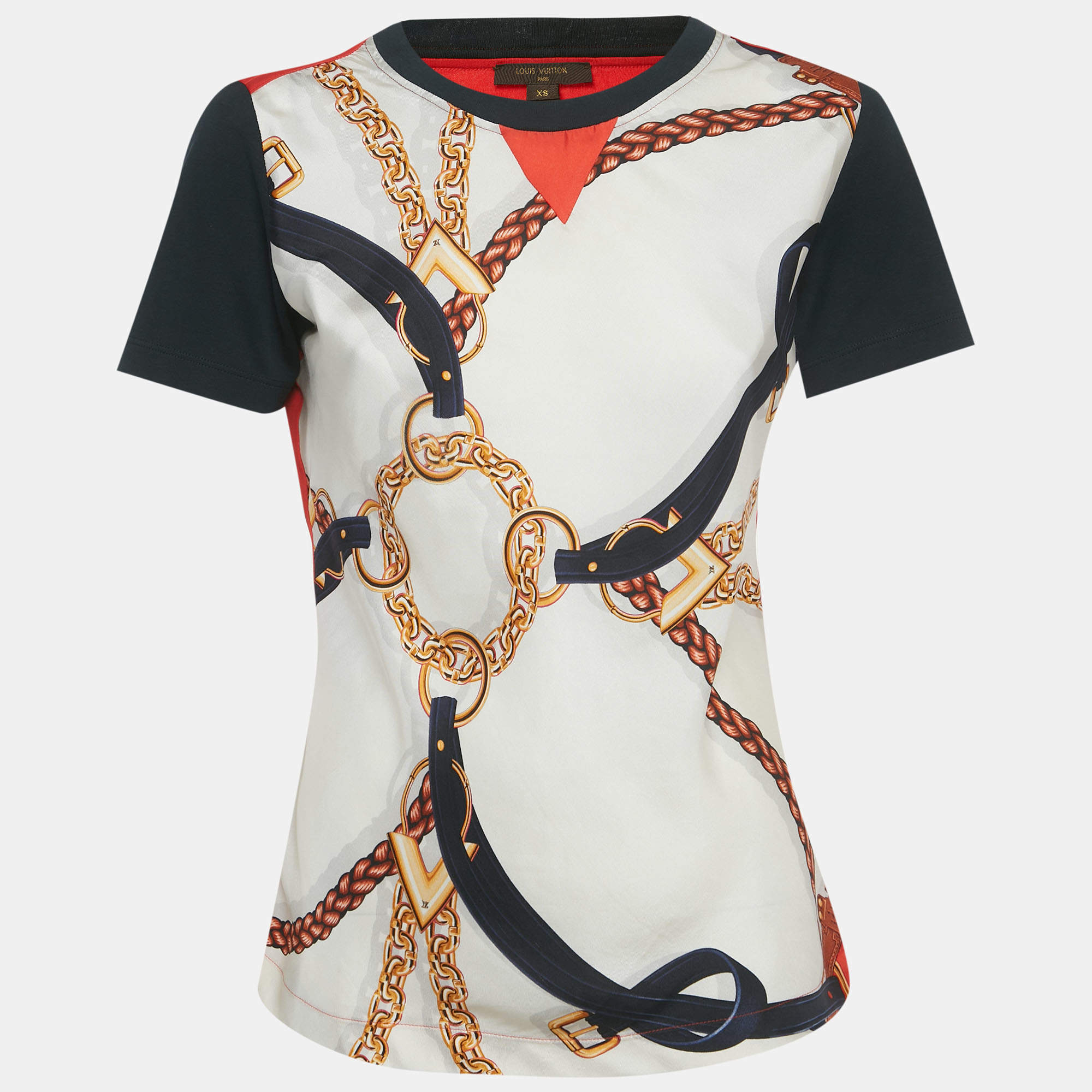 Pre Owned Louis Vuitton Multicolor Cotton Silk Printed T-Shirt XS