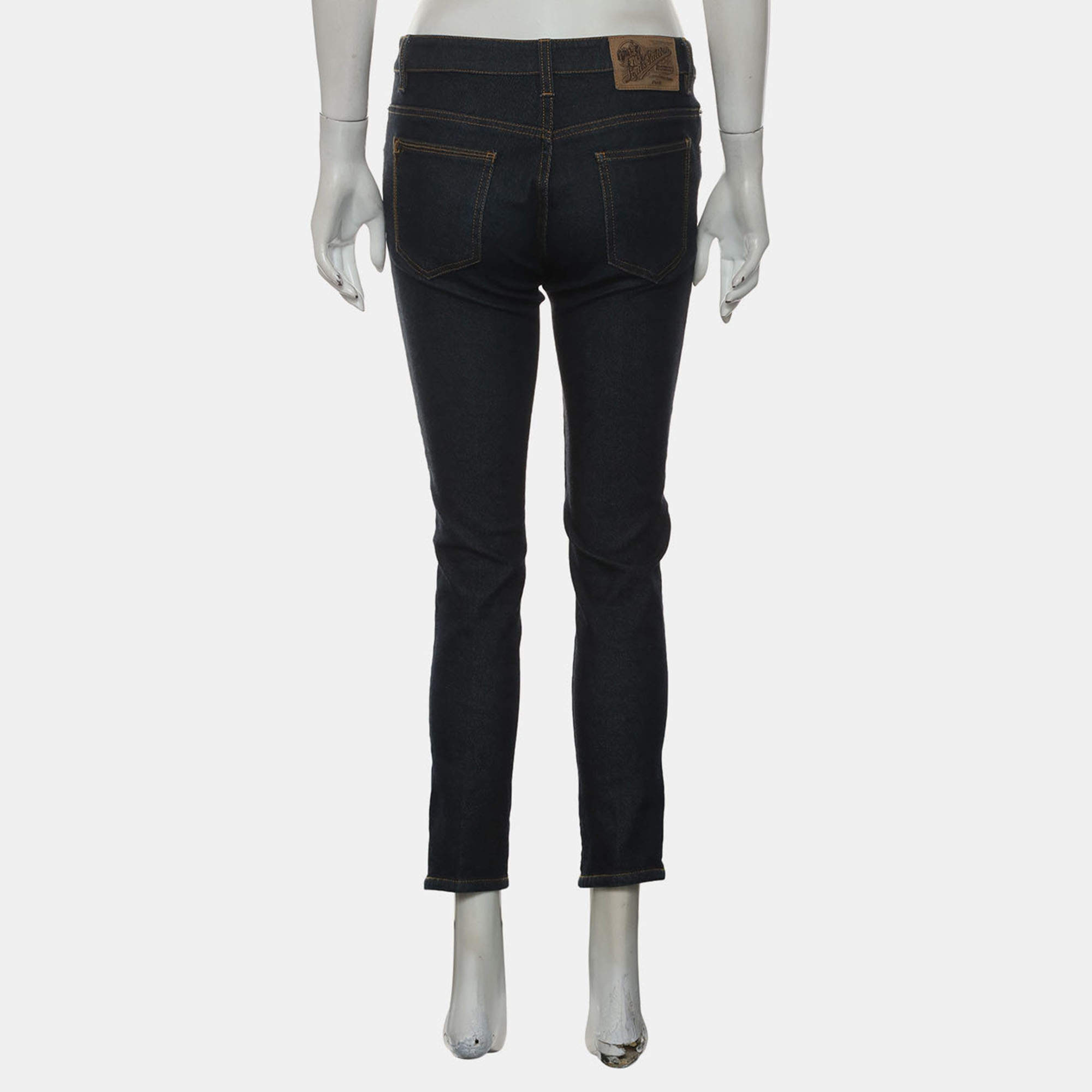 Louis Vuitton Blue Monogram Denim Straight Leg Jeans S Waist