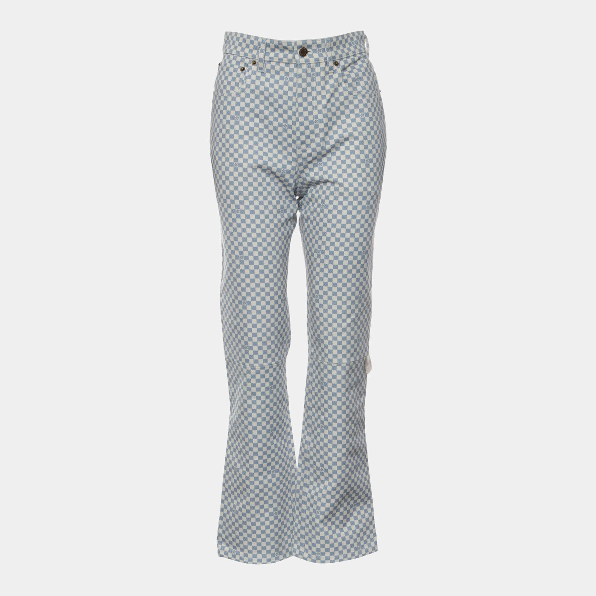 Pre Owned Louis Vuitton Plaid Denim Pants