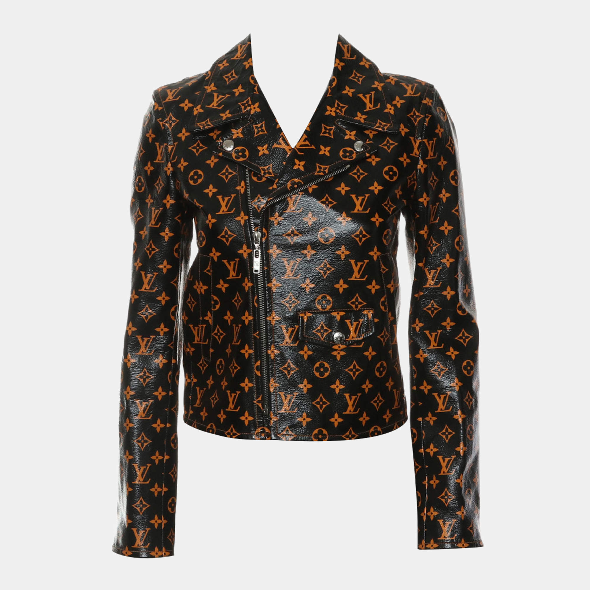 Pre Owned Louis Vuitton Monogram Leather Biker Jacket