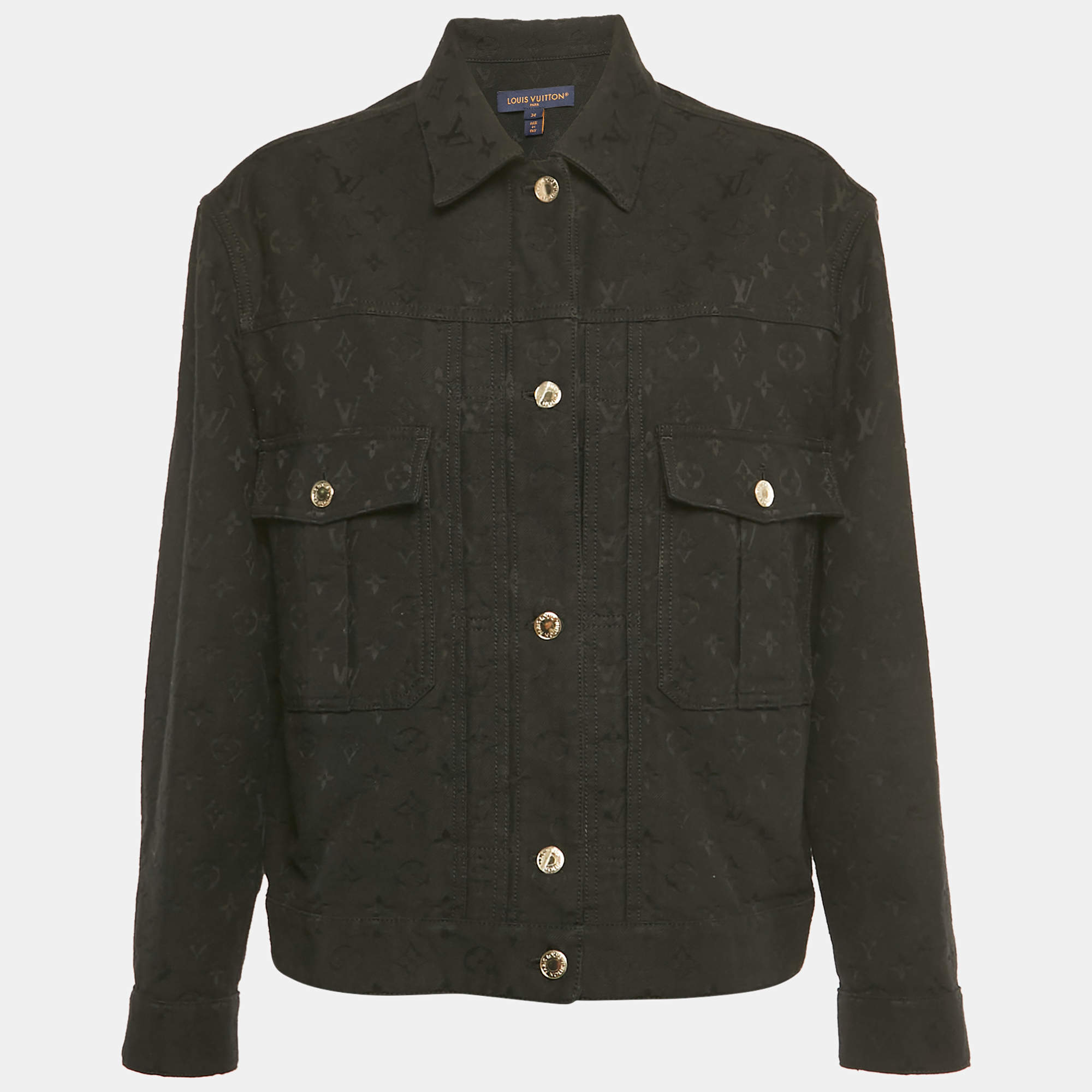 Pre Owned Louis Vuitton Black Monogram Jacquard Denim Jacket S