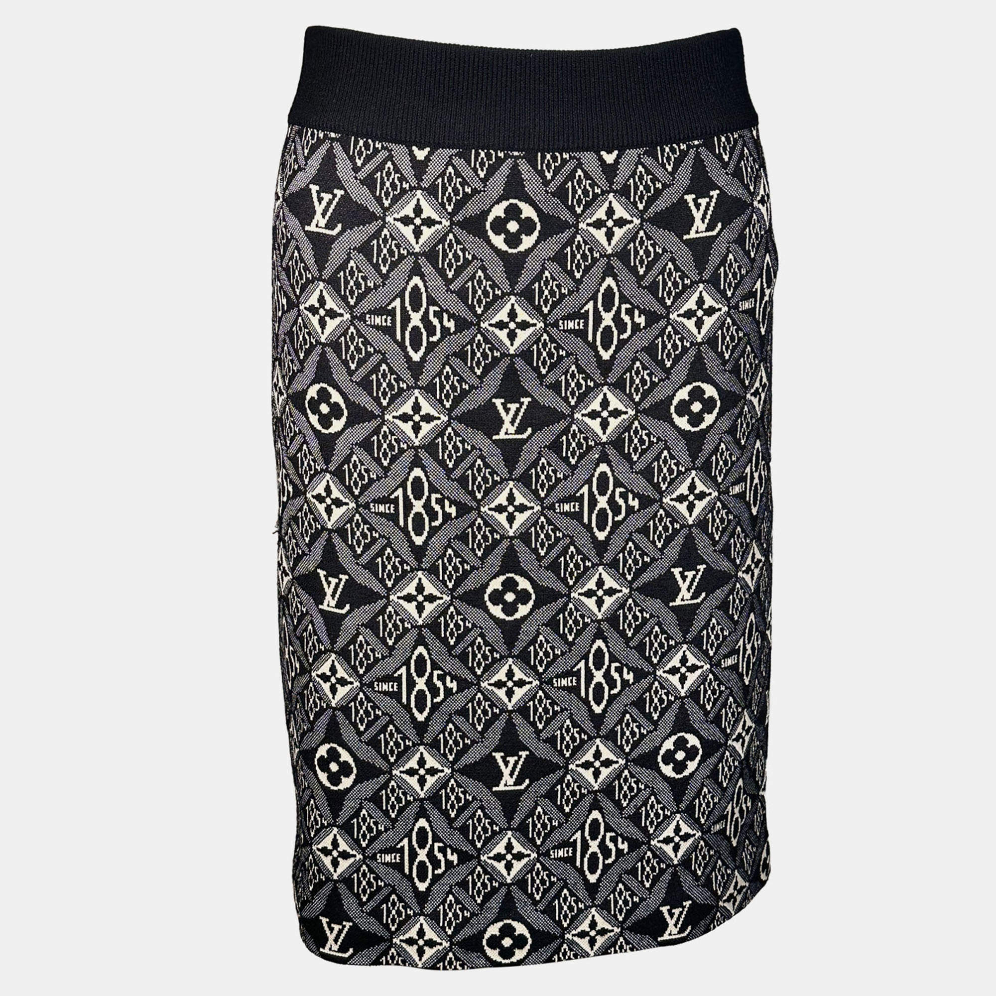 Pre Owned Louis Vuitton Black Monogram Skirt 1854 Retro Feel