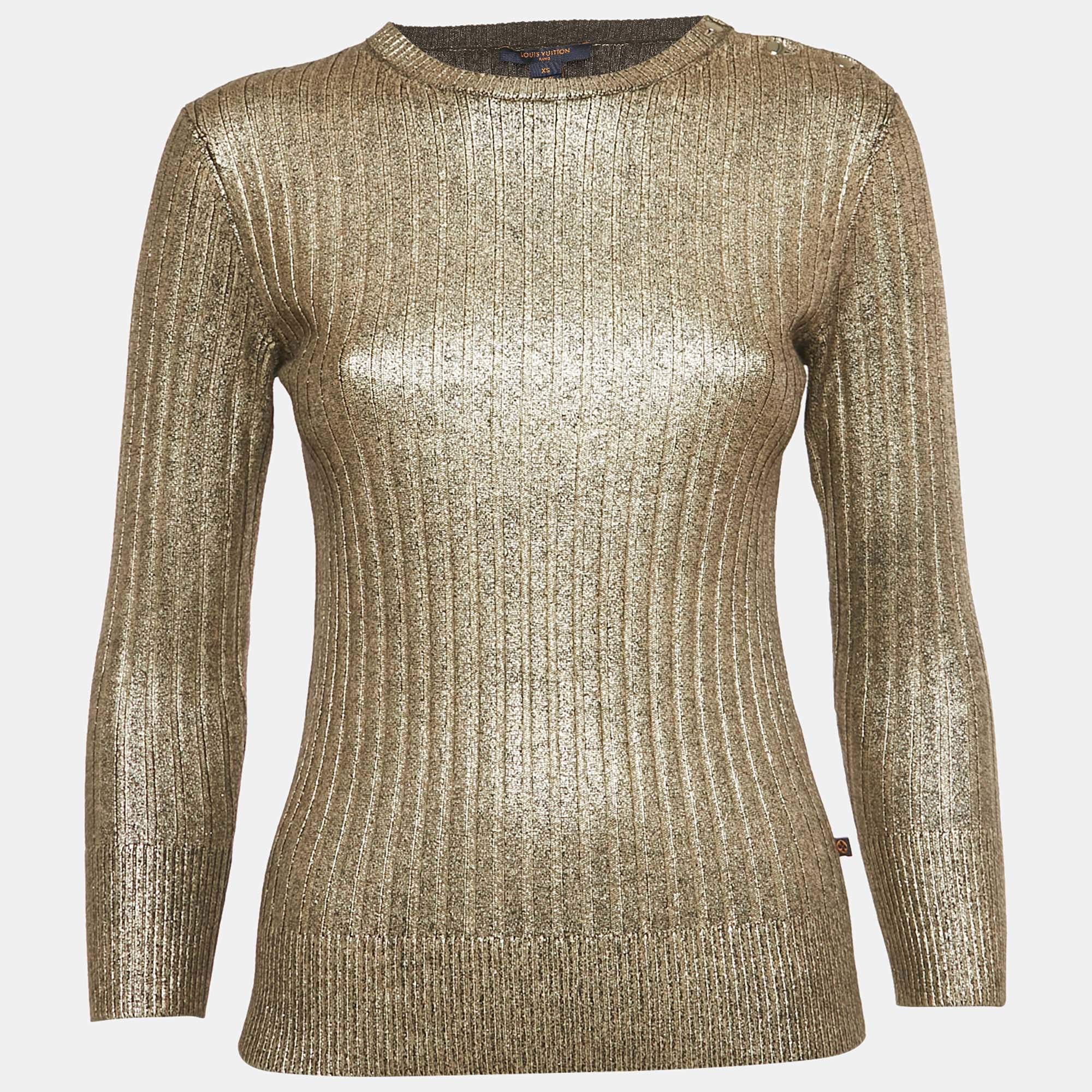 مملوكة مسبقًا Louis Vuitton Metallic Rib Knit Pullover XS