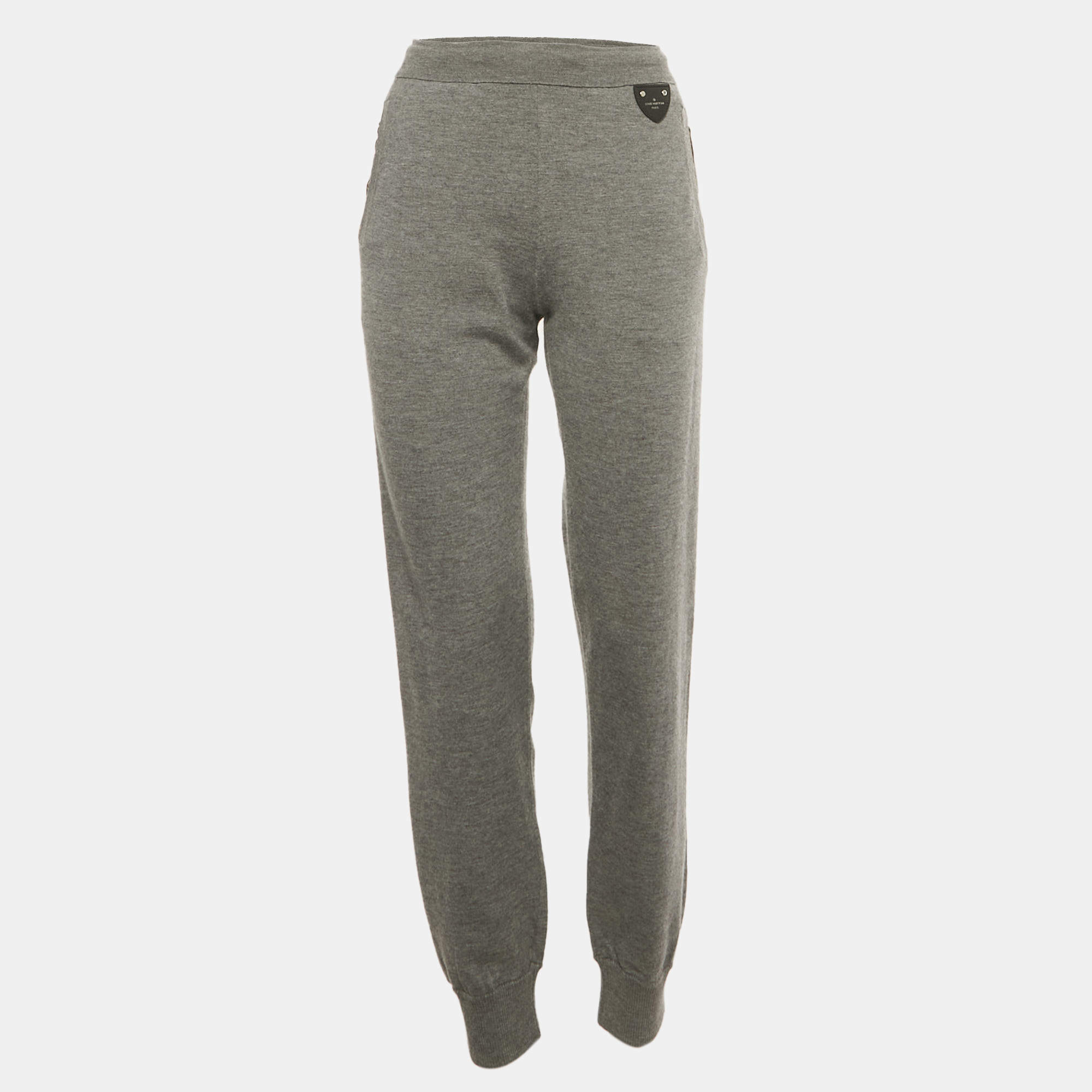 Pre Owned Louis Vuitton Grey Cashmere Jogger Pants M