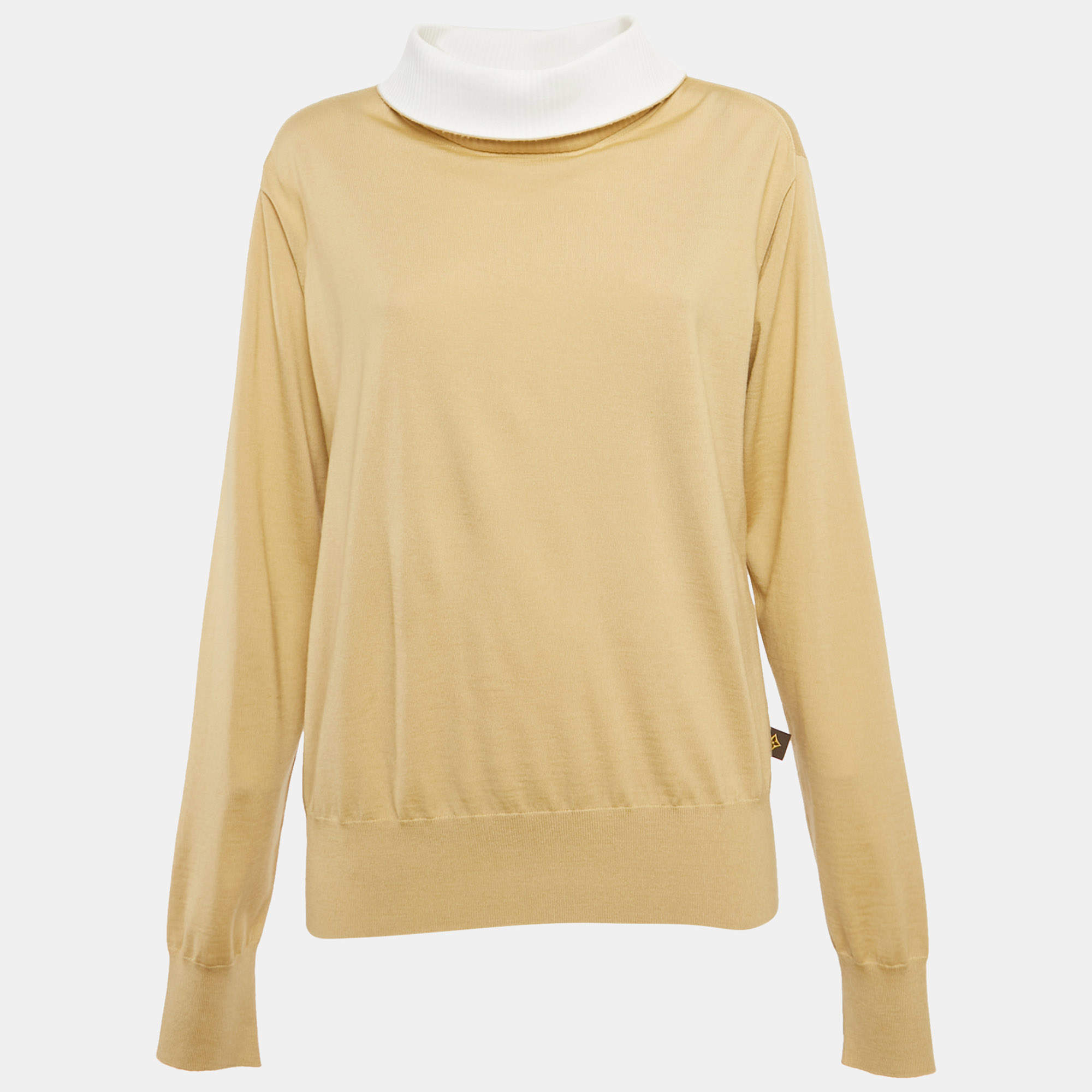 مملوكة مسبقًا Louis Vuitton Beige Wool Knit High Neck Sweatshirt S