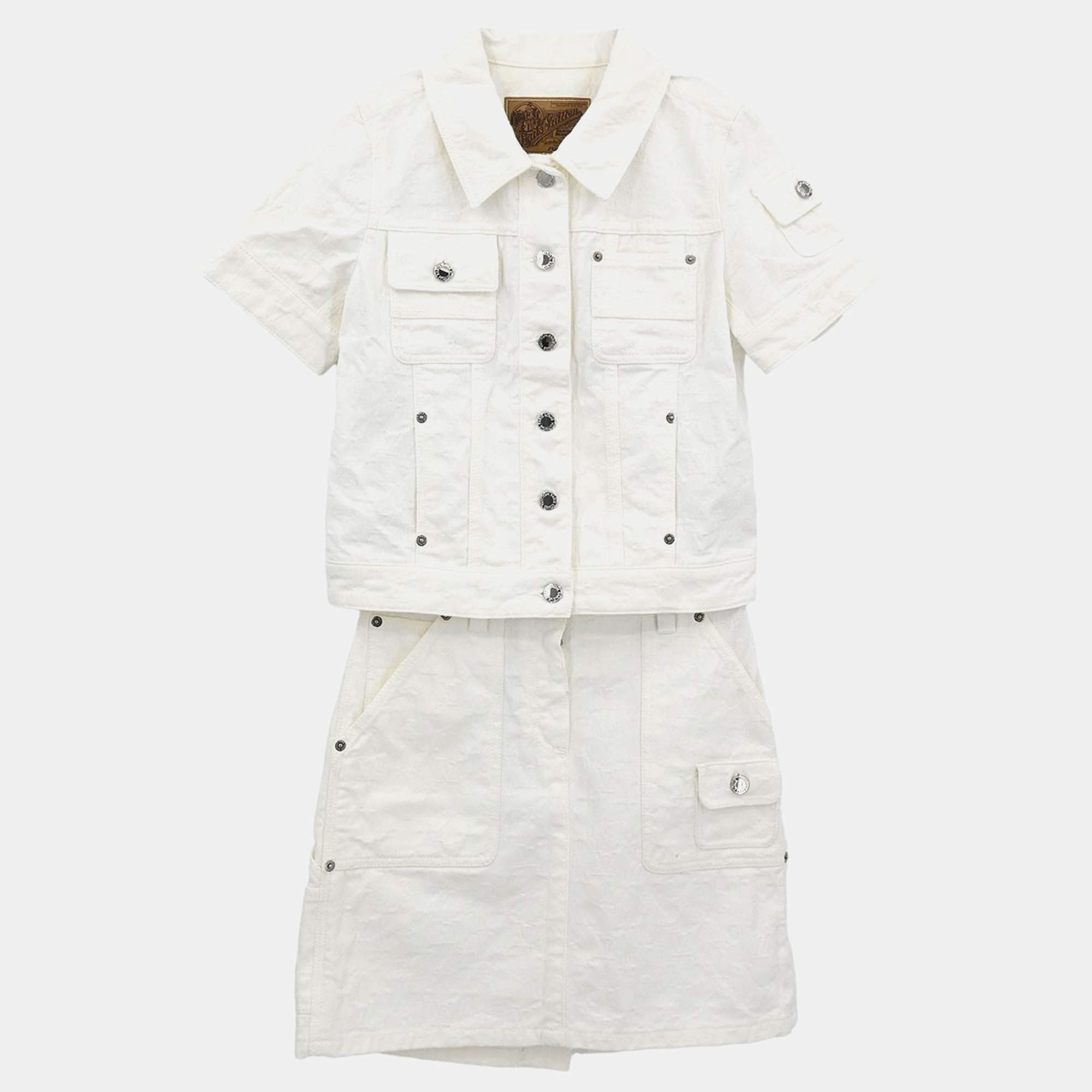 مملوكة مسبقًا Louis Vuitton Setup Suit Jacket Skirt White IT 34