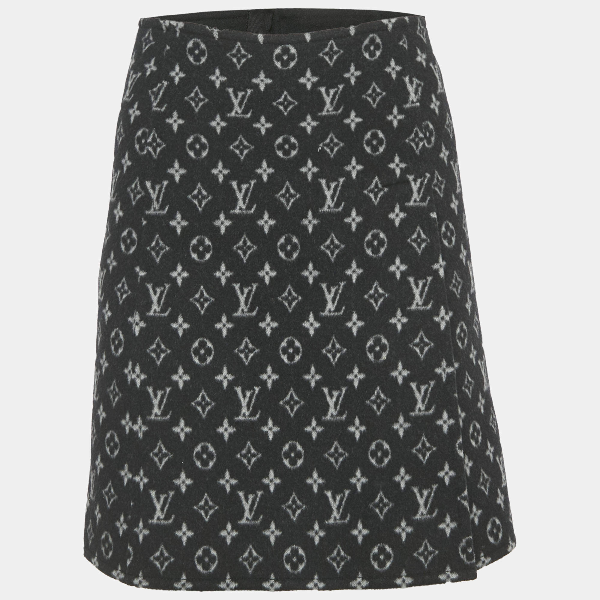 Pre Owned Louis Vuitton Black Monogram Martin Girl Mini Skirt S