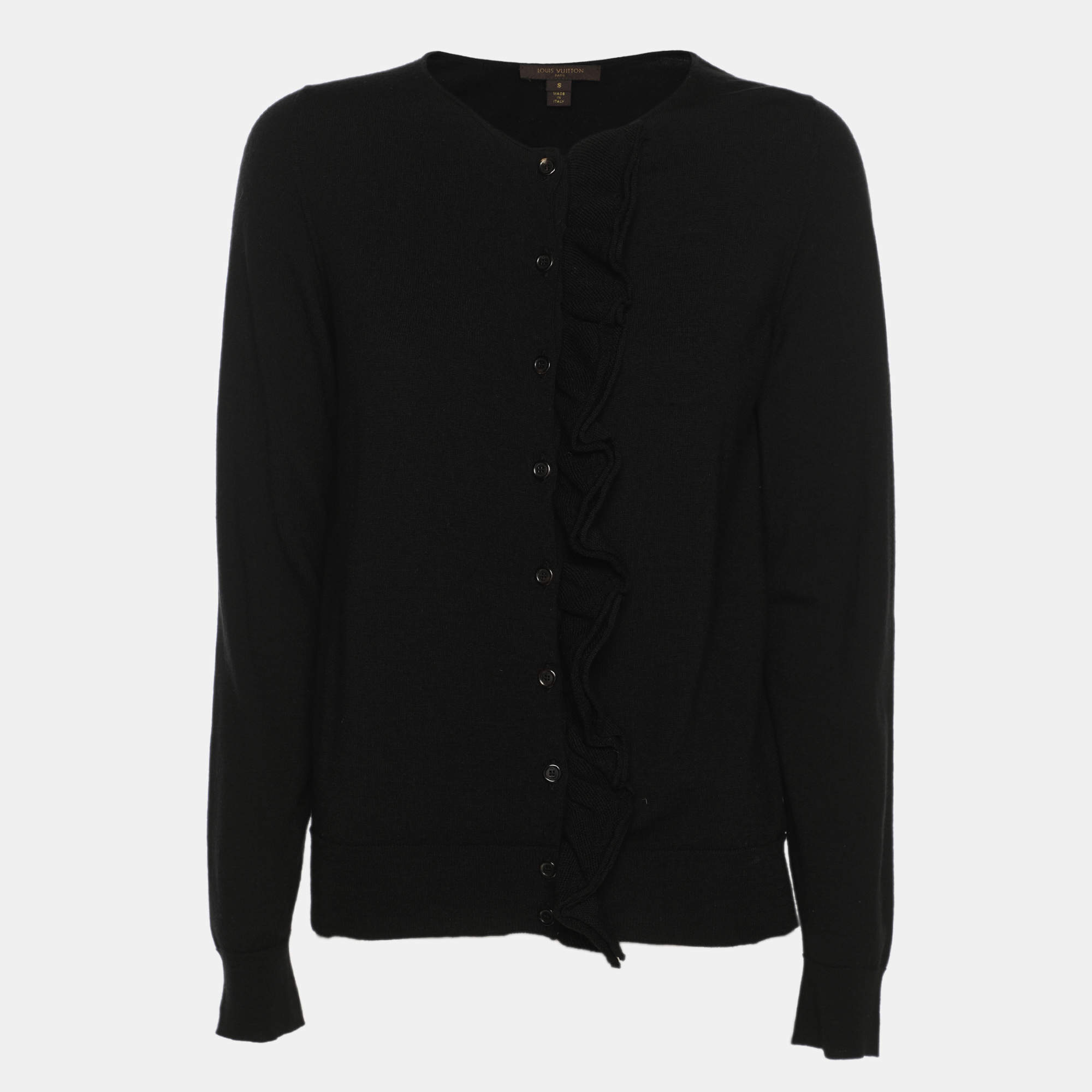 Pre Owned Louis Vuitton Black Knit Button Front Cardigan S