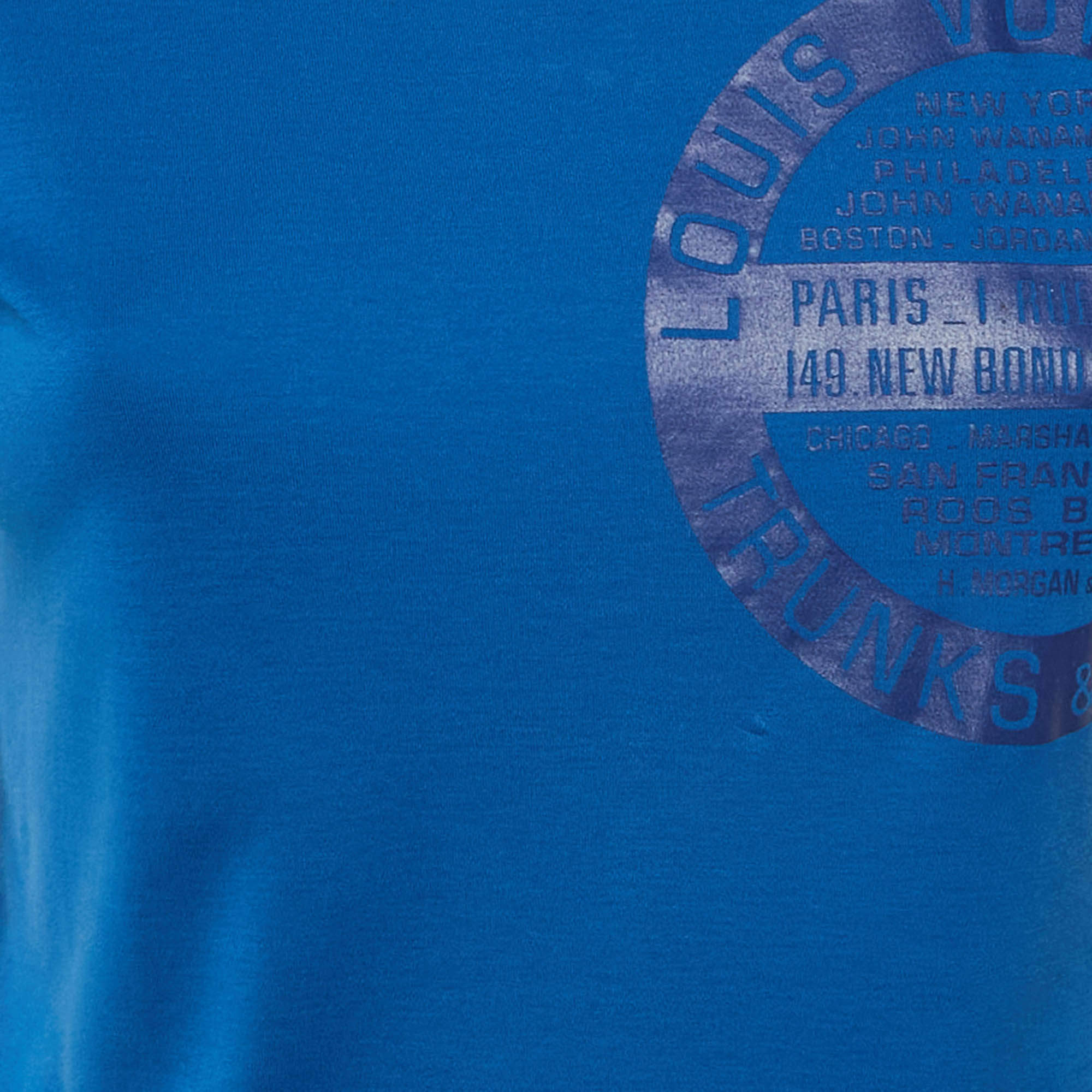 Pre Owned Louis Vuitton Blue Printed Jersey T-Shirt S