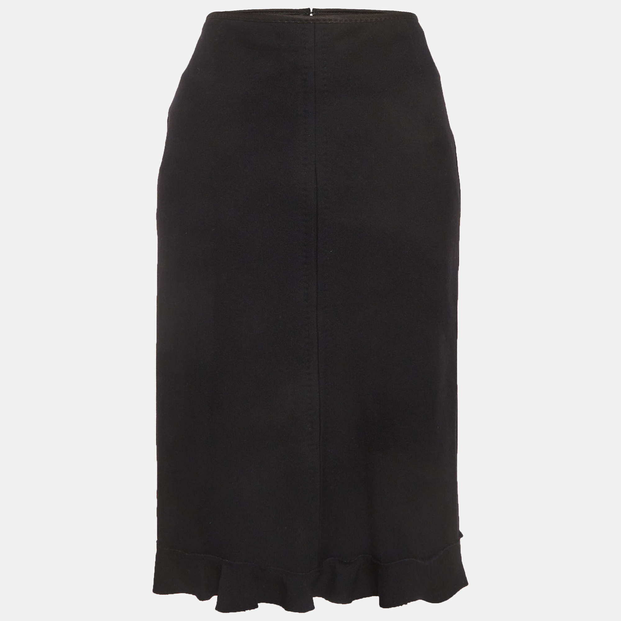 مملوكة مسبقًا Louis Vuitton Black Wool Pencil Skirt M