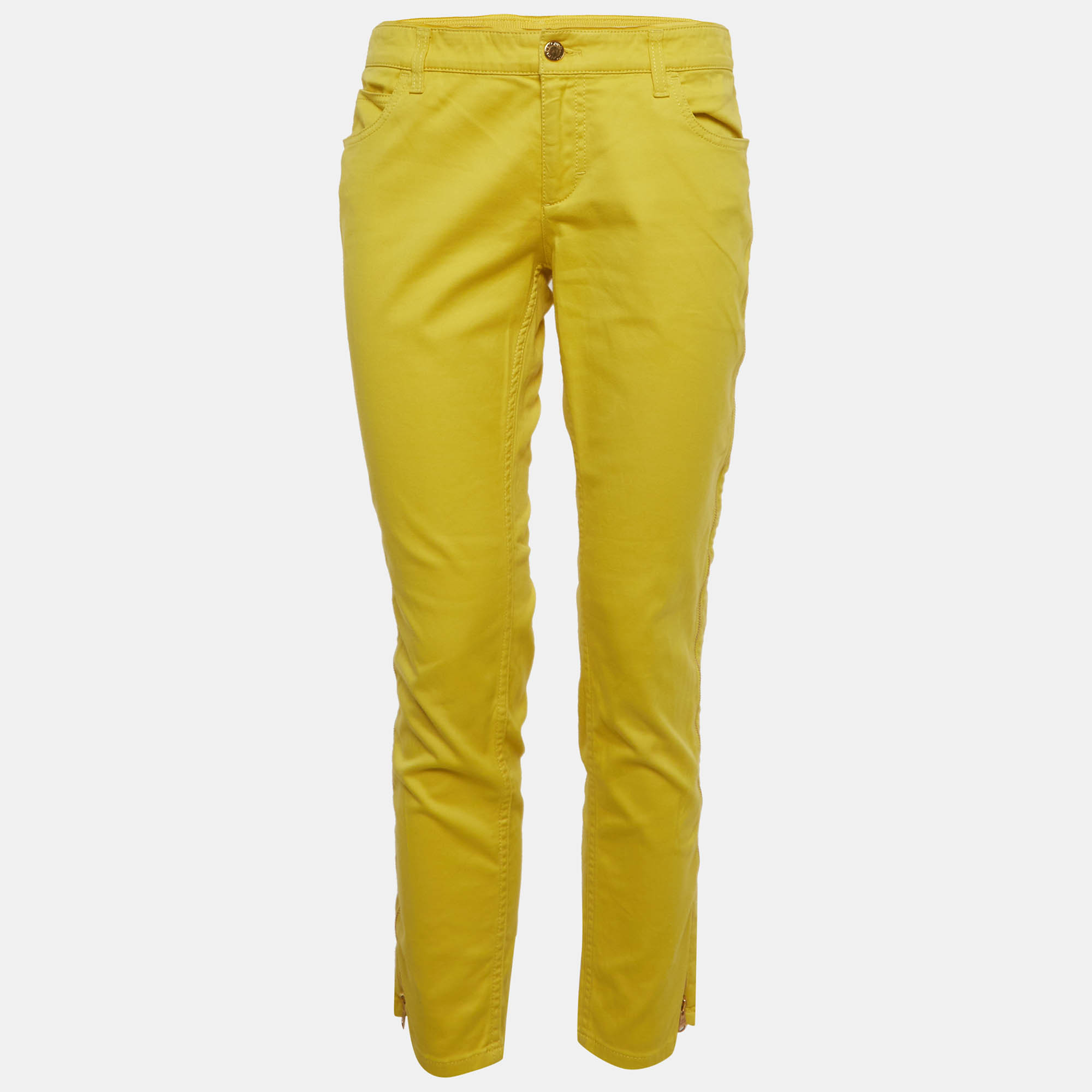 Pre Owned Louis Vuitton Yellow Cotton Skinny Jeans M/Waist 28"