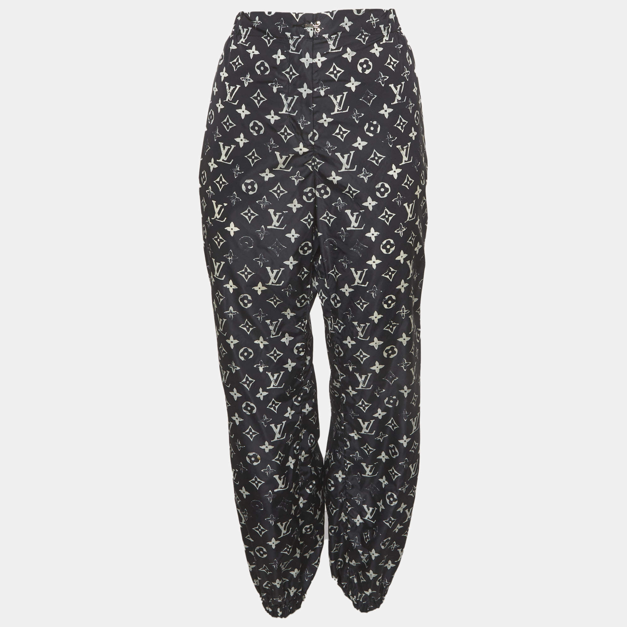 مملوكة مسبقًا Louis Vuitton Black Stencil-Effect Monogram Nylon Jogging Pants L