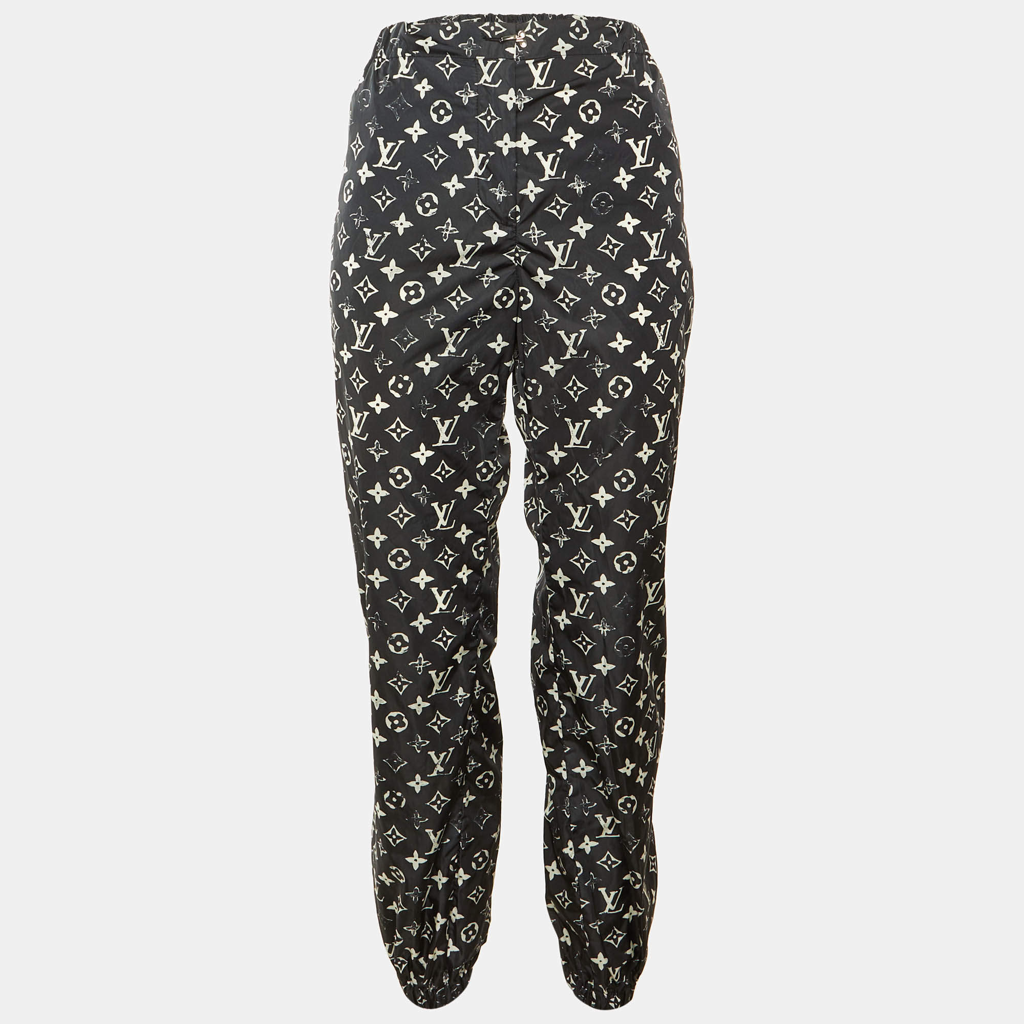 مملوكة مسبقًا Louis Vuitton Black Monogram Print Nylon Jogger Pants M