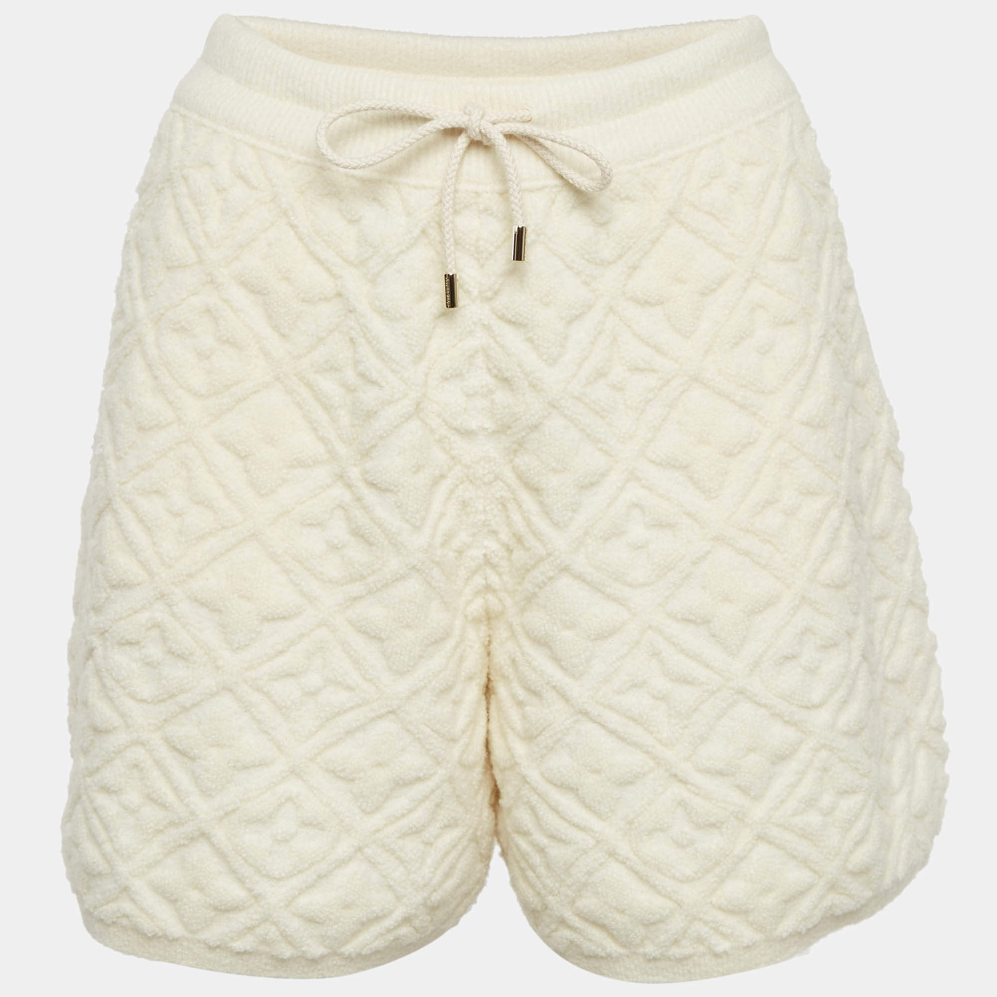 مملوكة مسبقًا شورت لويس فيتون تيري منقوش بكريم مقاس متوسط