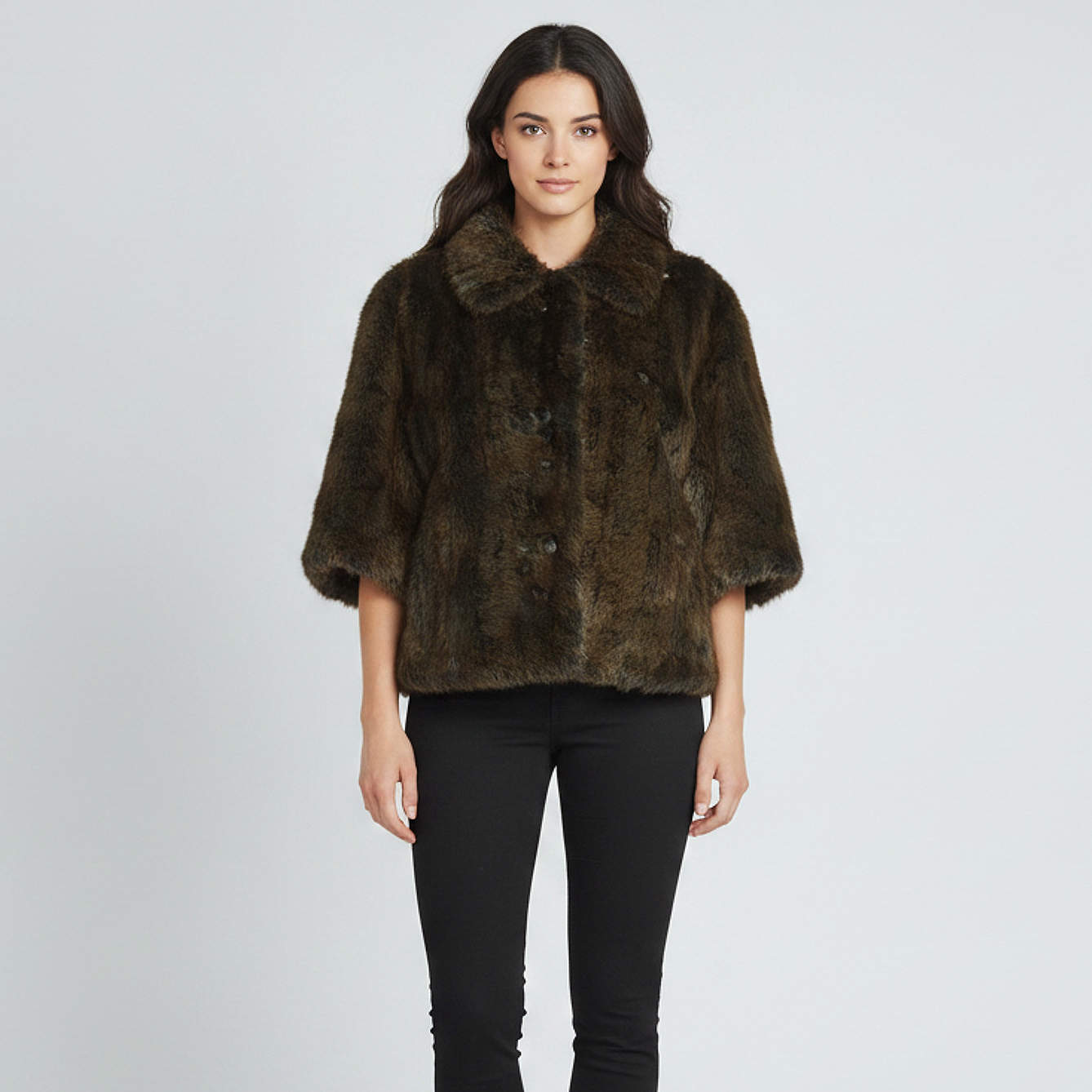 Pre Owned Louis Vuitton Brown Mink Fur Button Front Coat S