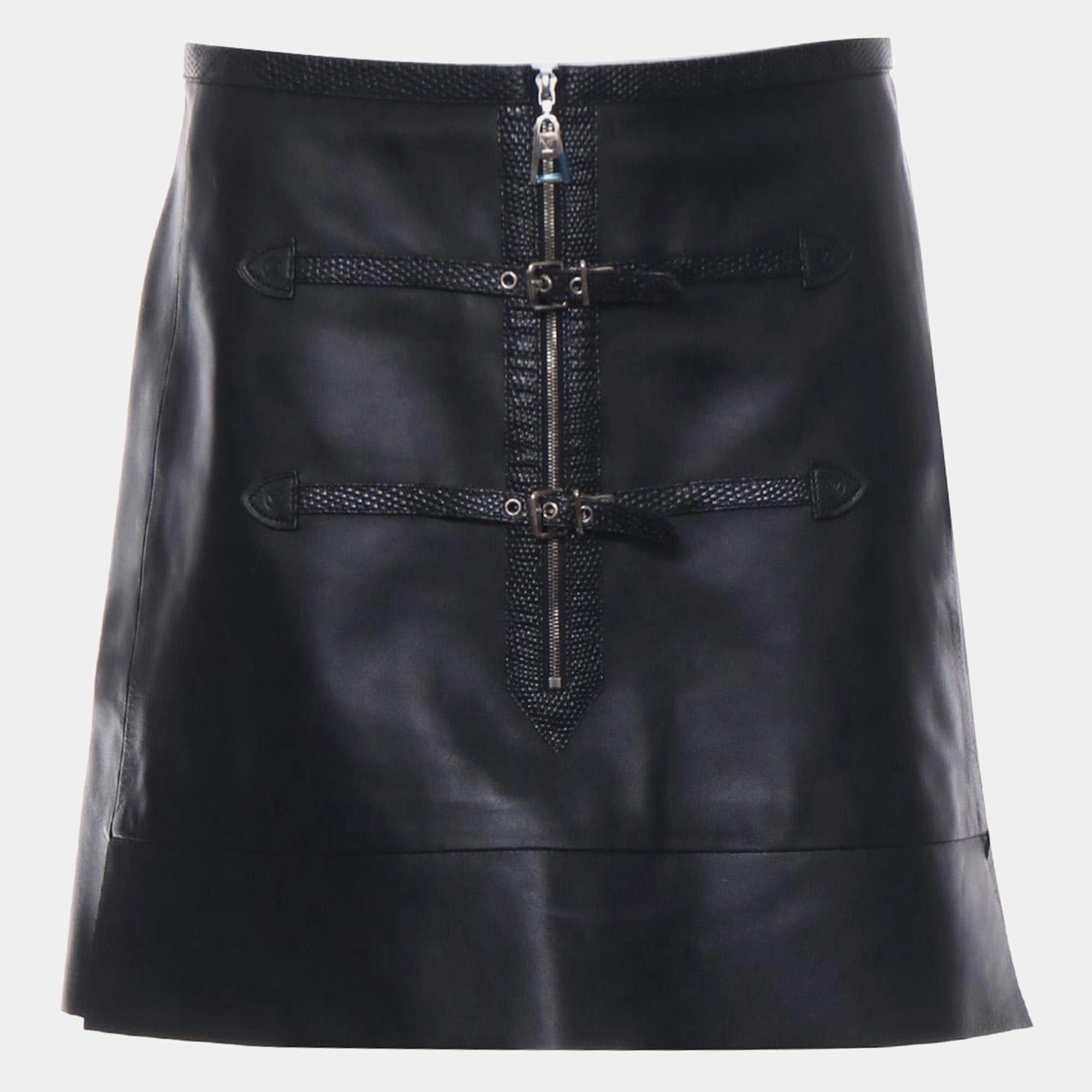 Pre Owned Louis Vuitton Vintage Leather Mini Skirt