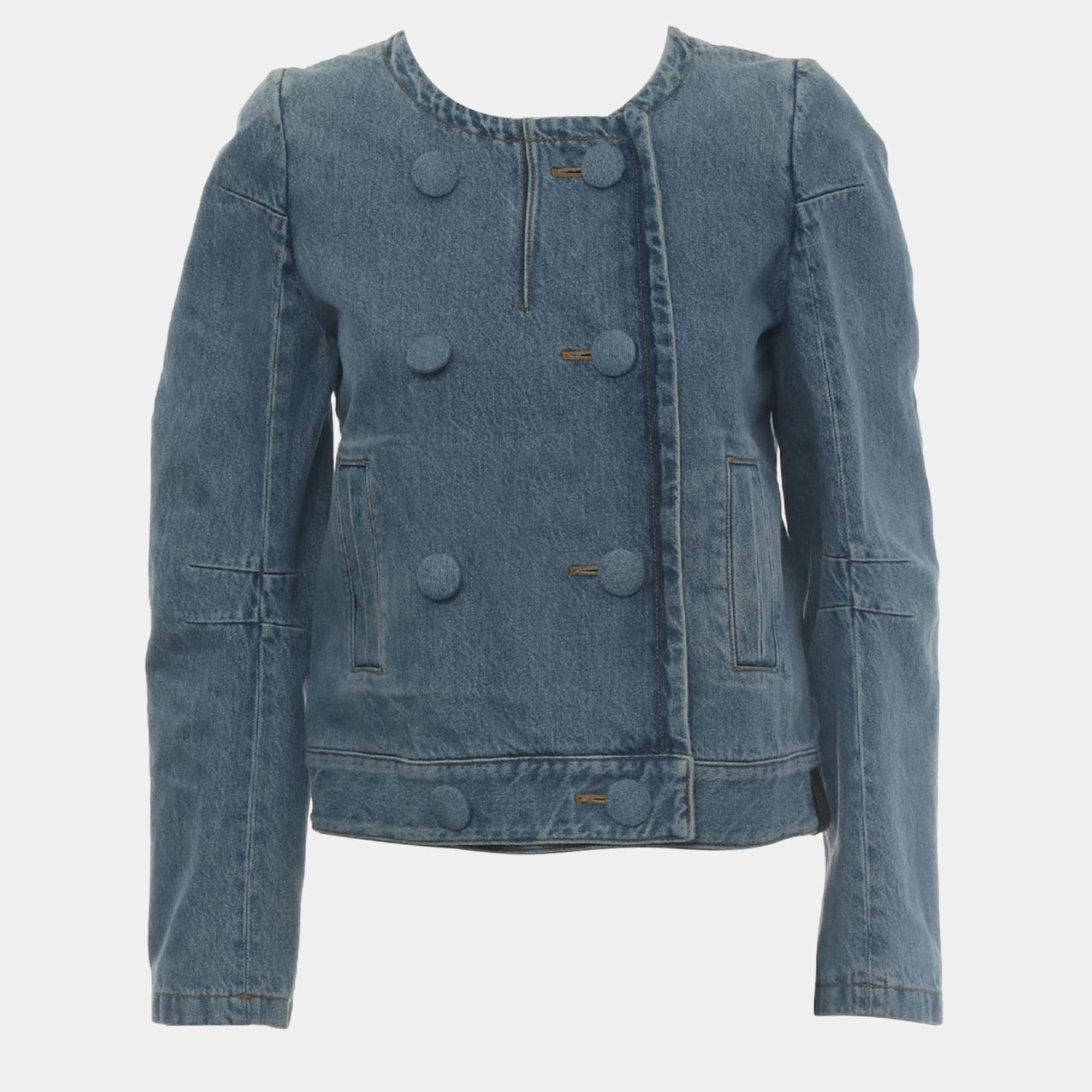 Pre Owned Louis Vuitton Double Breasted Denim Jacket