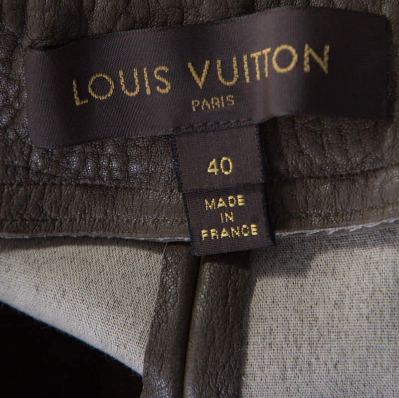 Louis Vuitton Olive Green Textured Lamb Leather Pants M Louis Vuitton | The  Luxury Closet