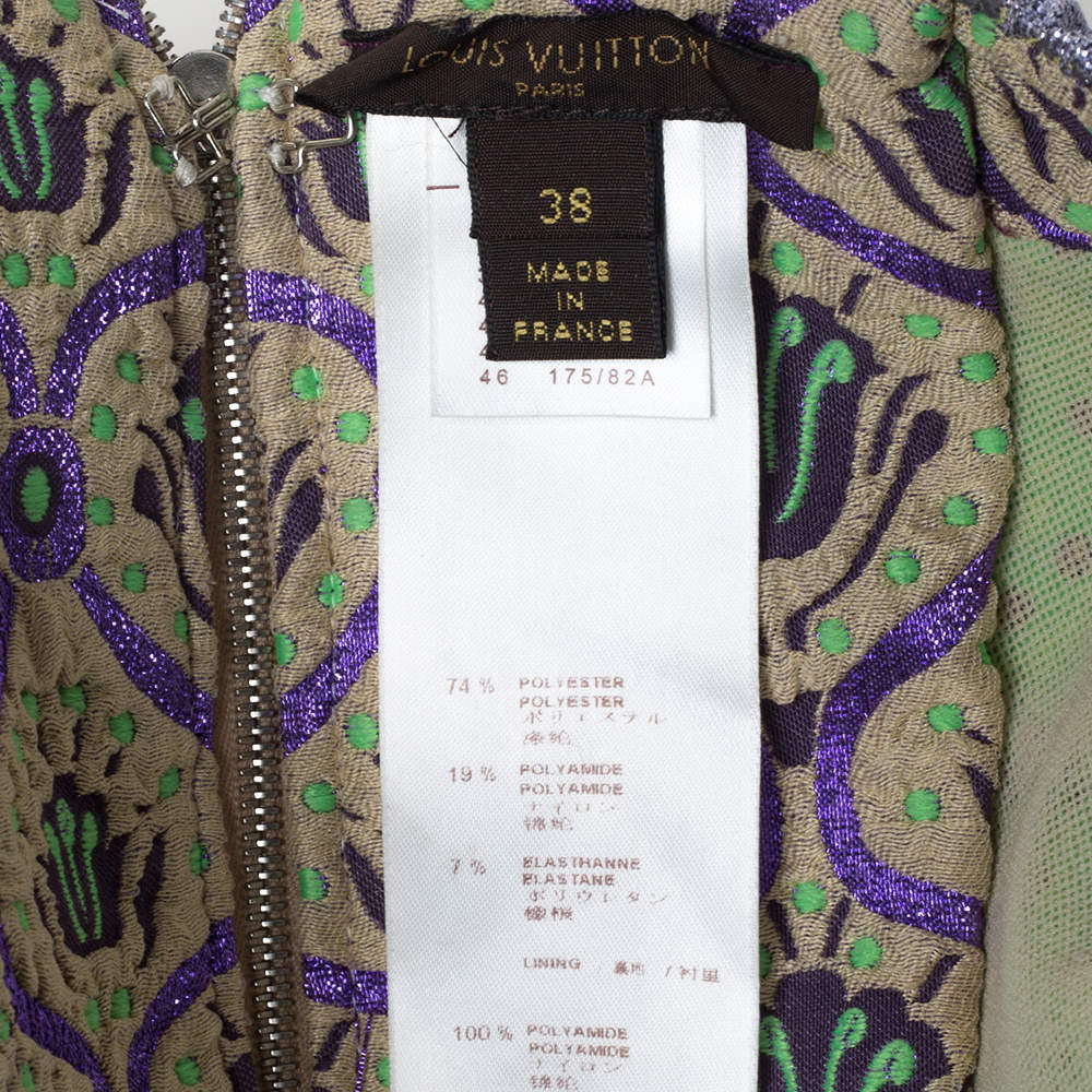 Louis Vuitton Multicolor Lurex Jacquard Strapless Crop Top M Louis