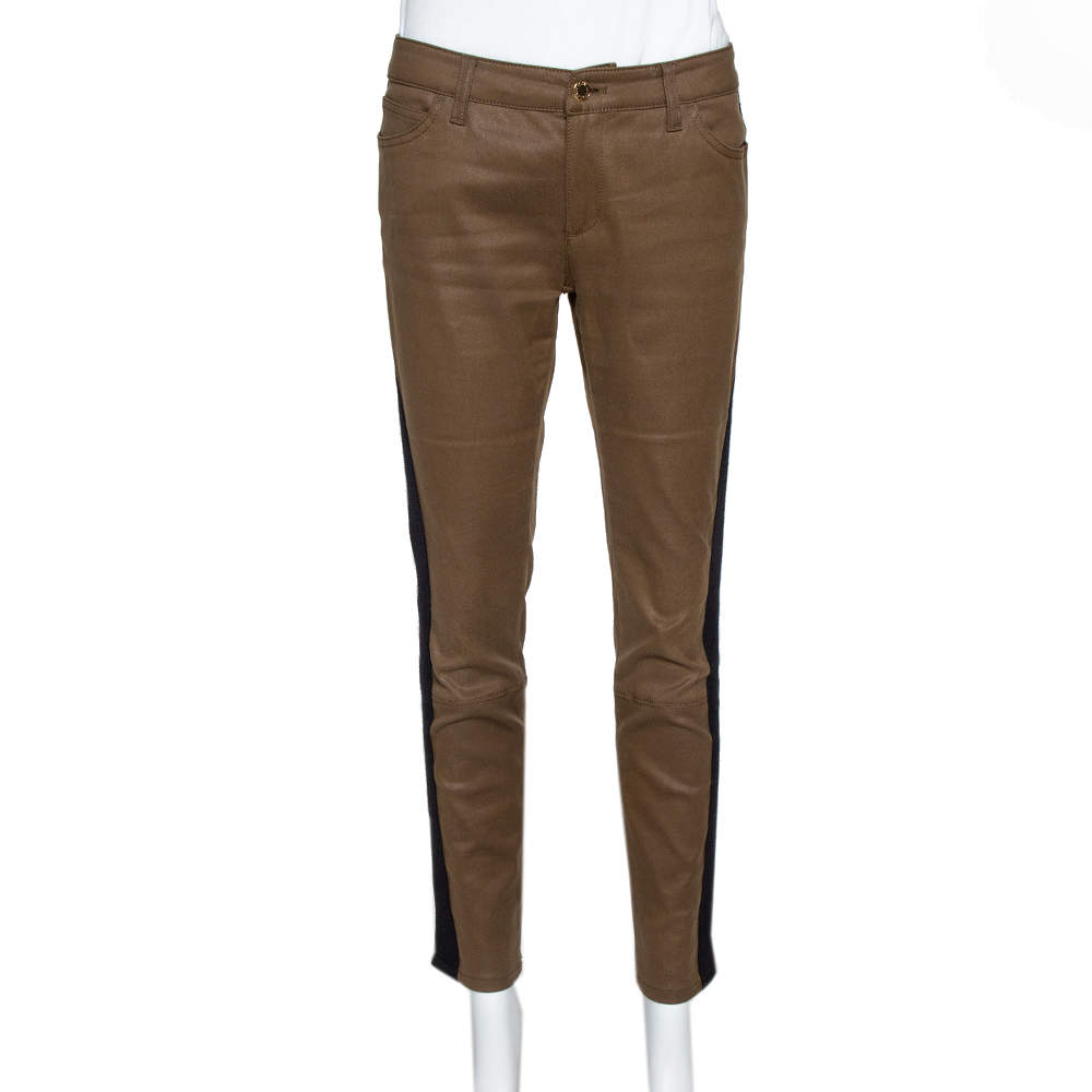 Louis Vuitton Brown Coated Cotton & Wool Trim Pants M