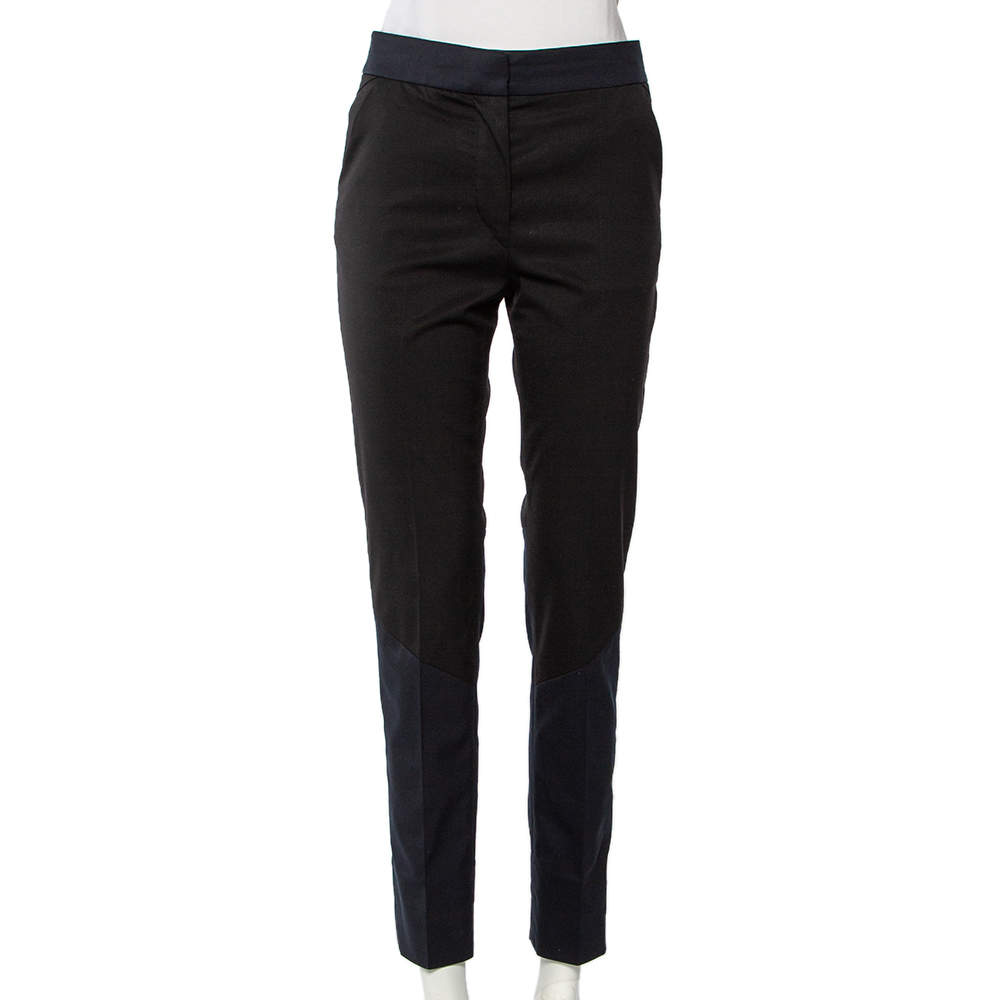 Pre Owned Louis Vuitton Black & Navy Blue Wool Paneled Formal Pants S