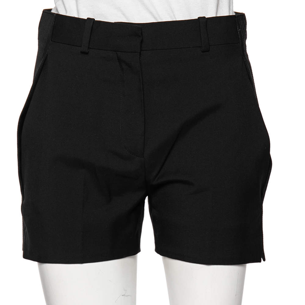 Louis Vuitton Black Wool Overlay Trim Detailed Shorts S