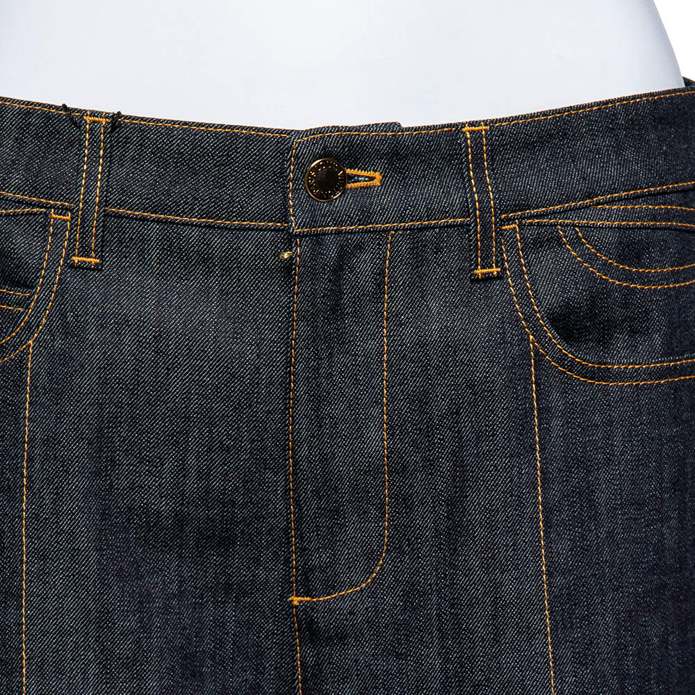 Louis Vuitton Navy Blue Denim Patch Pocket Detail Flared Leg Cropped Jeans  L Louis Vuitton