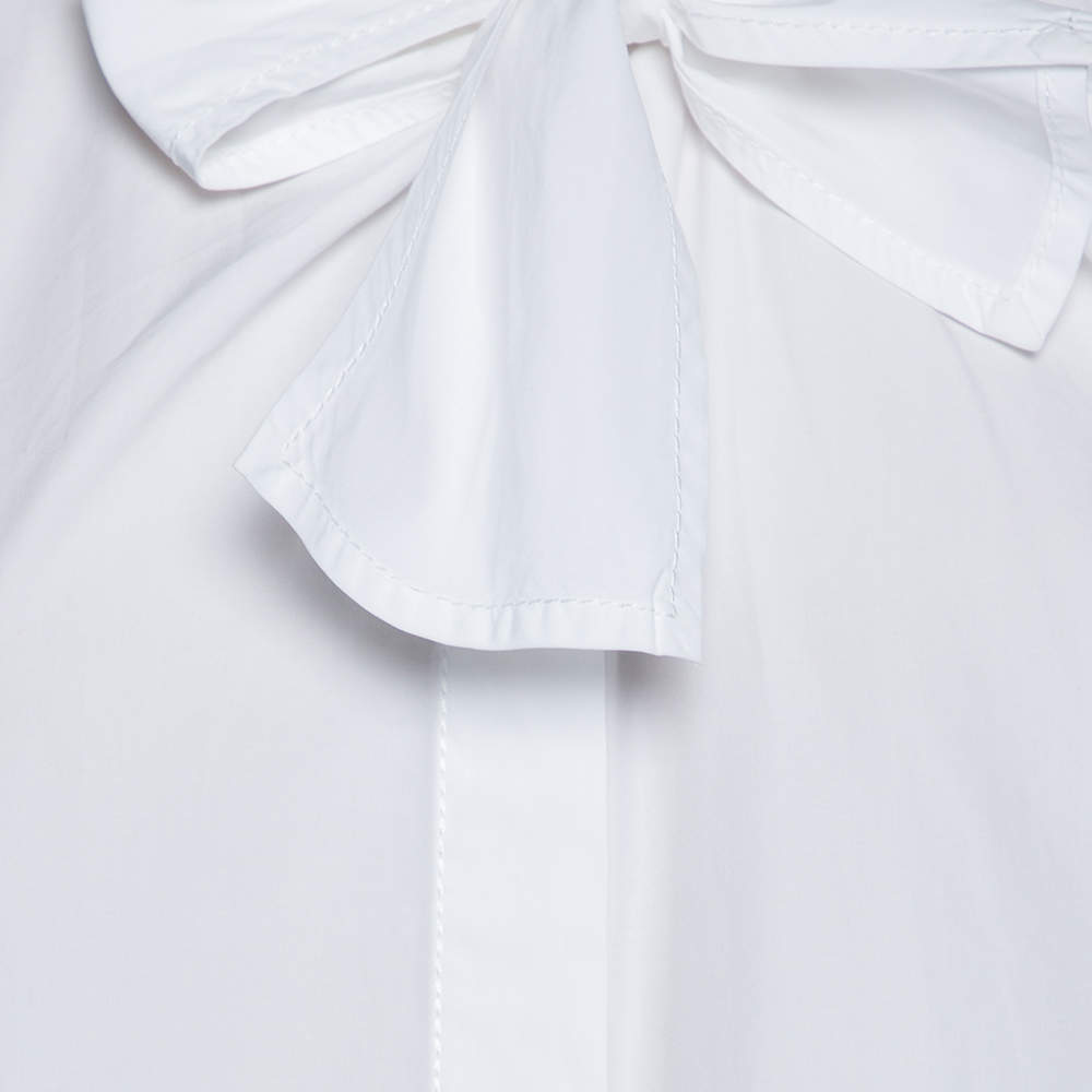 Louis Vuitton White Cotton Neck Tie Detail Button Front Shirt L