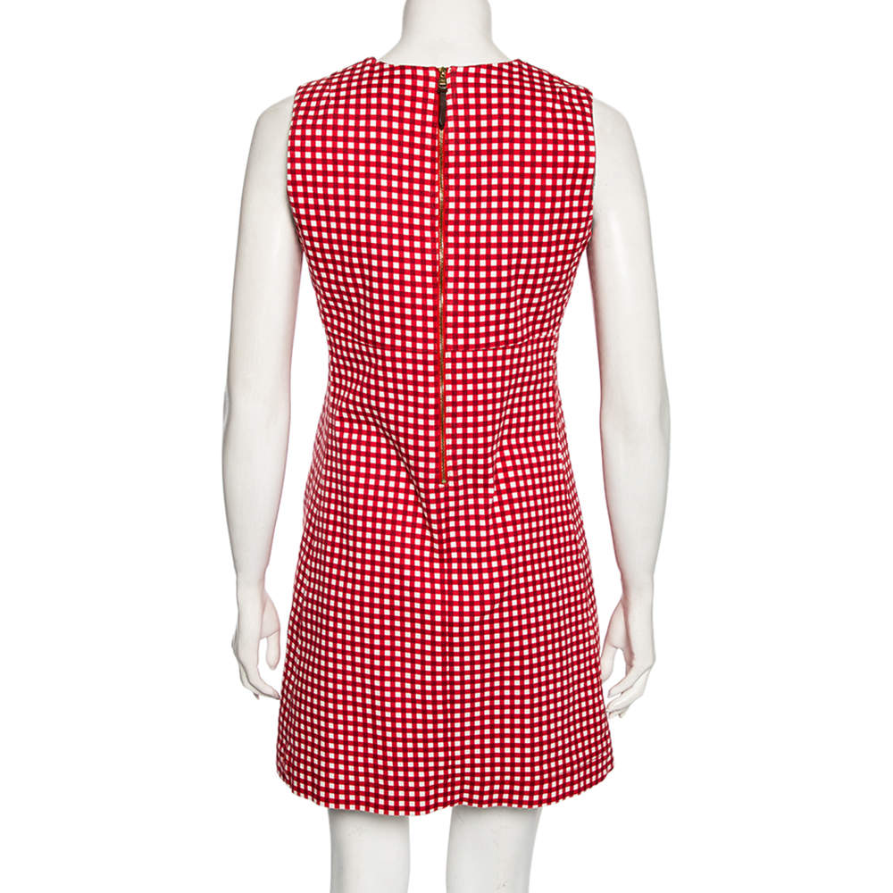 Louis Vuitton Red Checkered Cotton Short Dress M Louis Vuitton