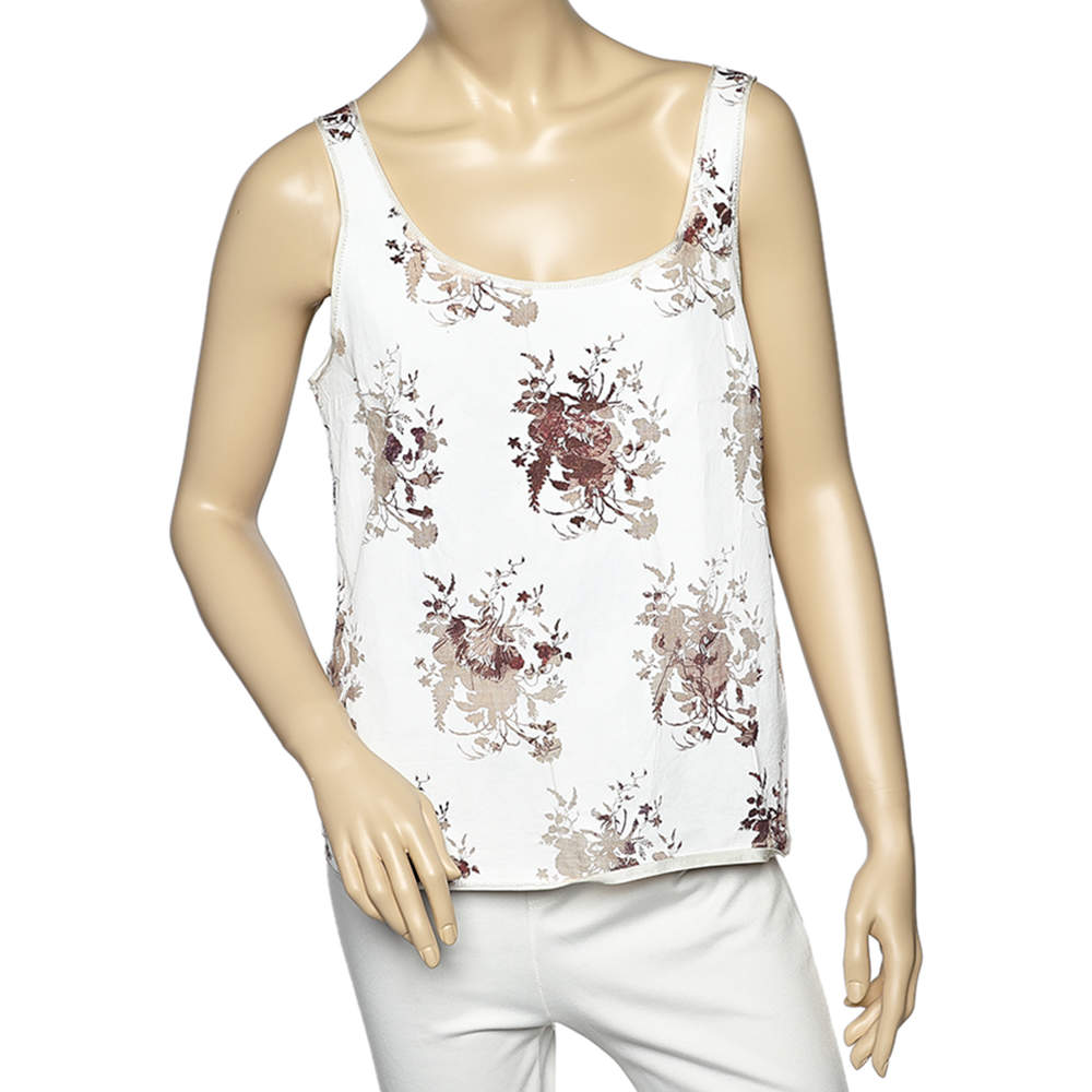 Louis Vuitton White Printed Coated Cotton Tank Top M