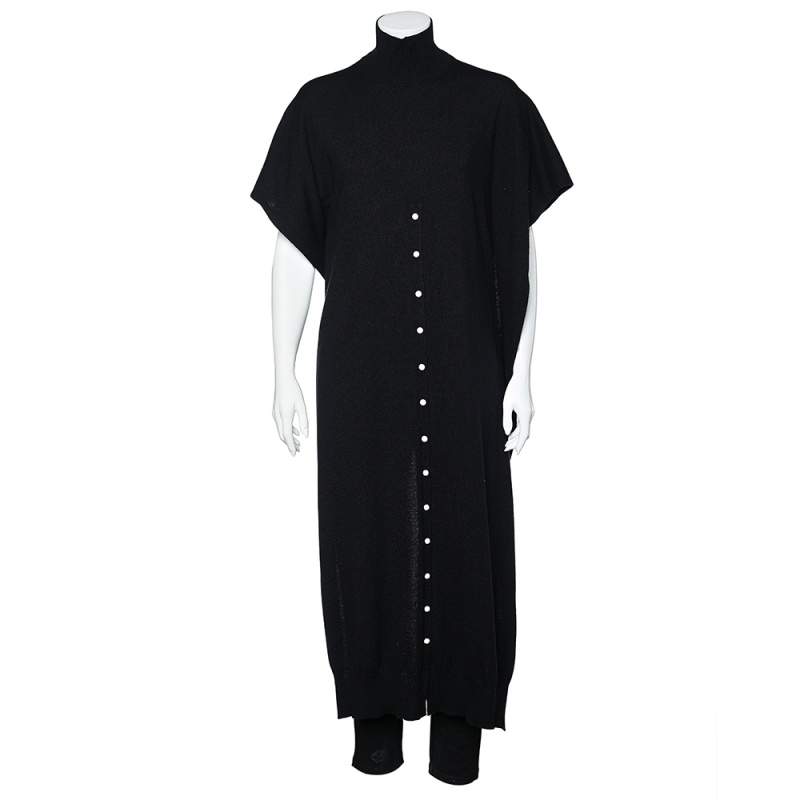 Louis Vuitton Black Cashmere Button Front Cape S