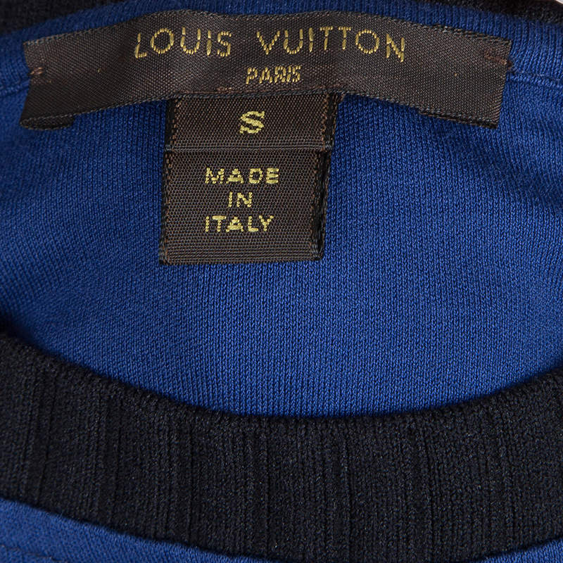 Louis Vuitton Blue Embroidered Motif Detail Crew Neck T-Shirt Dress S Louis  Vuitton