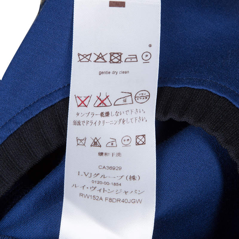 Louis Vuitton Blue Embroidered Motif Detail Crew Neck T-Shirt Dress S Louis  Vuitton