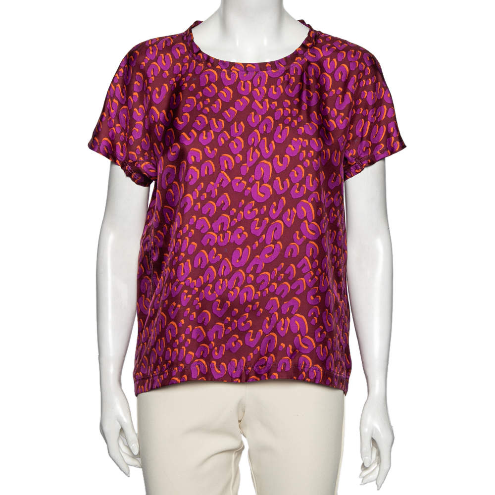 Louis Vuitton Pink Stephen Sprouse Leopard Print Silk Blouse M