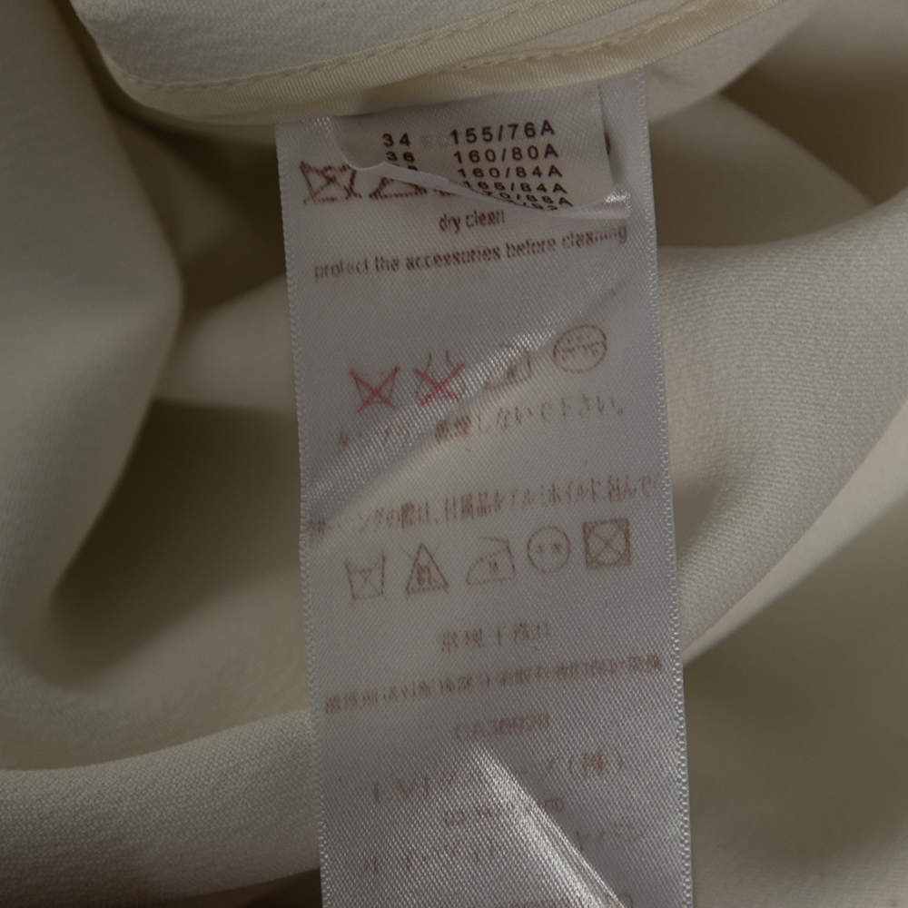 Louis Vuitton Off White Crepe Collared Shift Dress M Louis Vuitton
