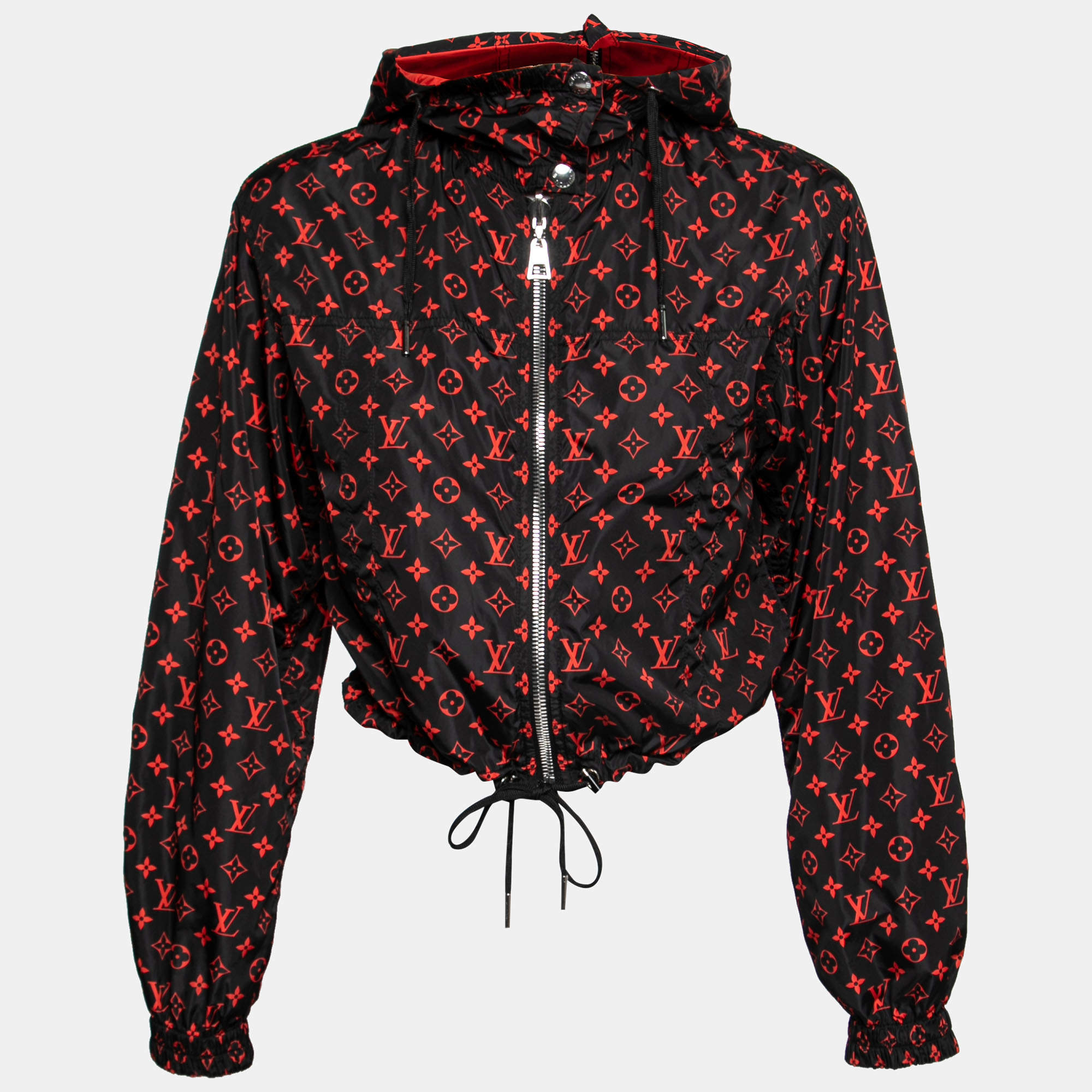 Louis Vuitton Black/Red Monogram Synthetic Reversible Windbreaker Jacket S
