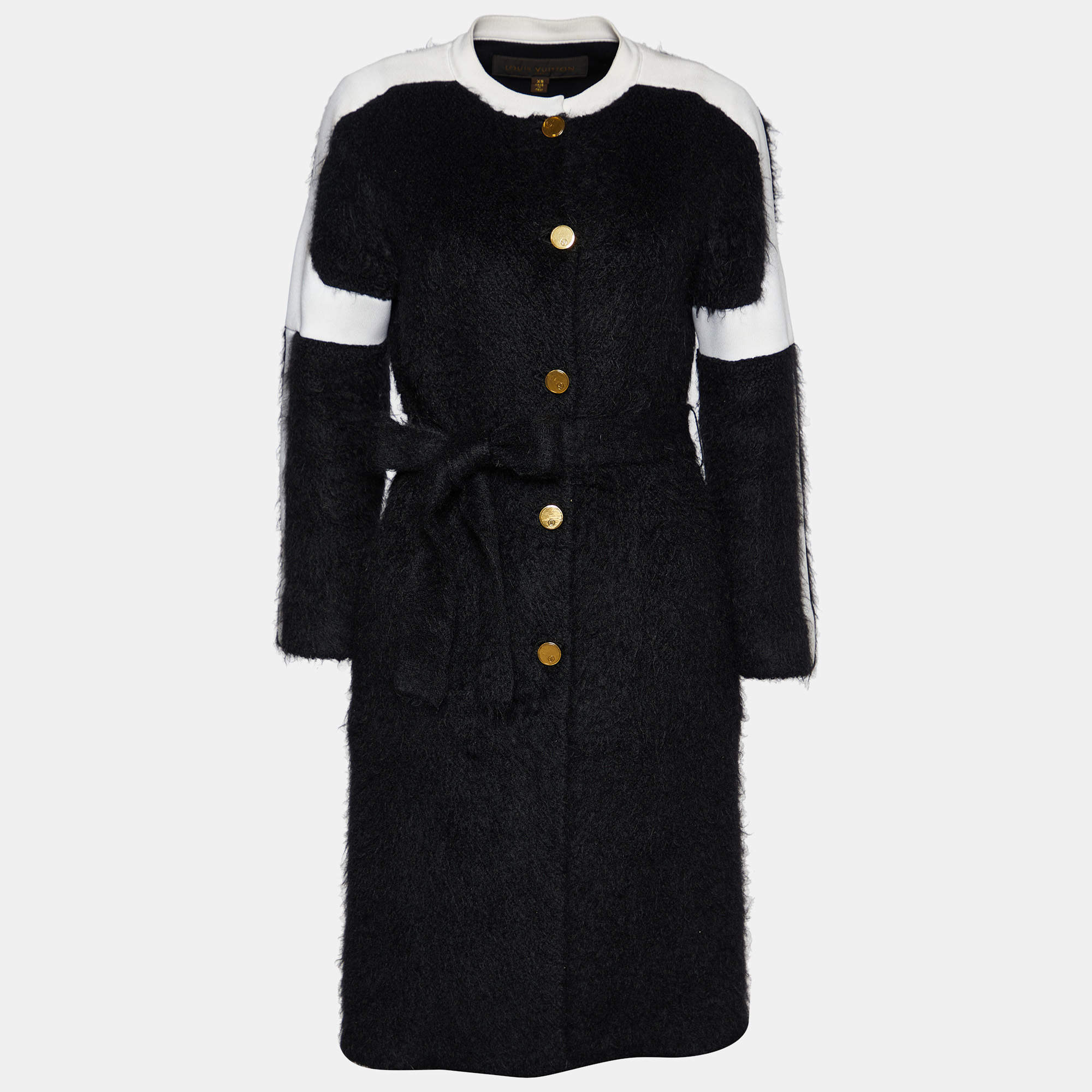 Louis Vuitton Black Mohair & Wool Belted Coat XS