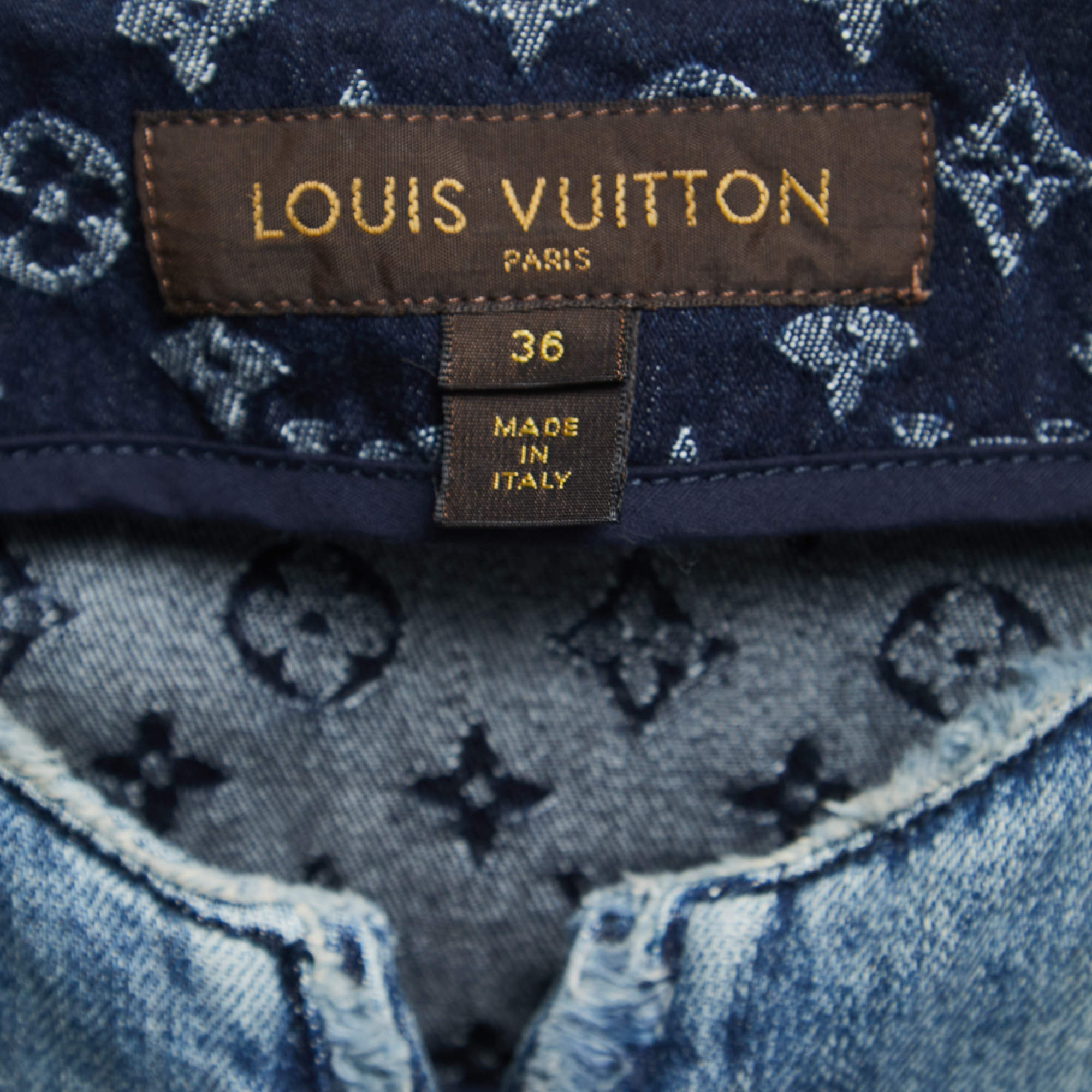 Louis Vuitton Bleached Denim Zip-Up Dress Blue. Size 34