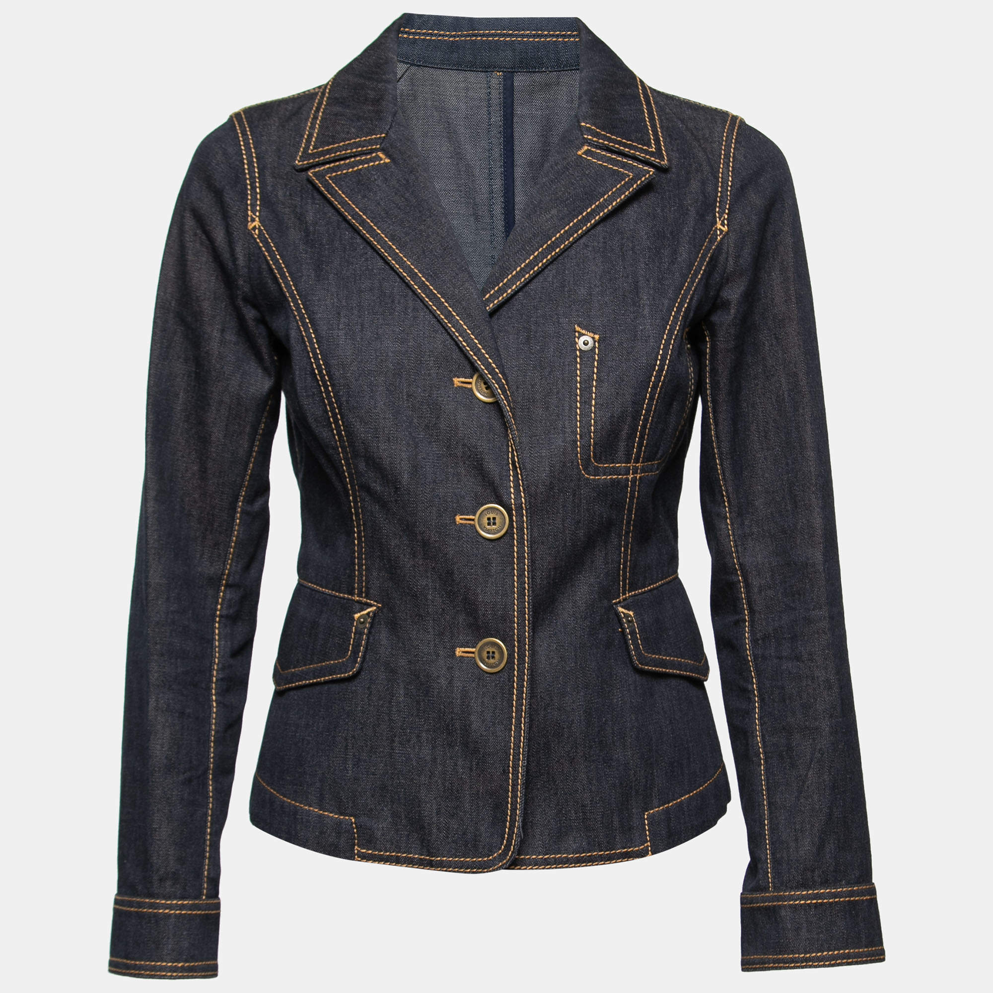 Pre Owned Louis Vuitton Indigo Dark Wash Denim Jacket M