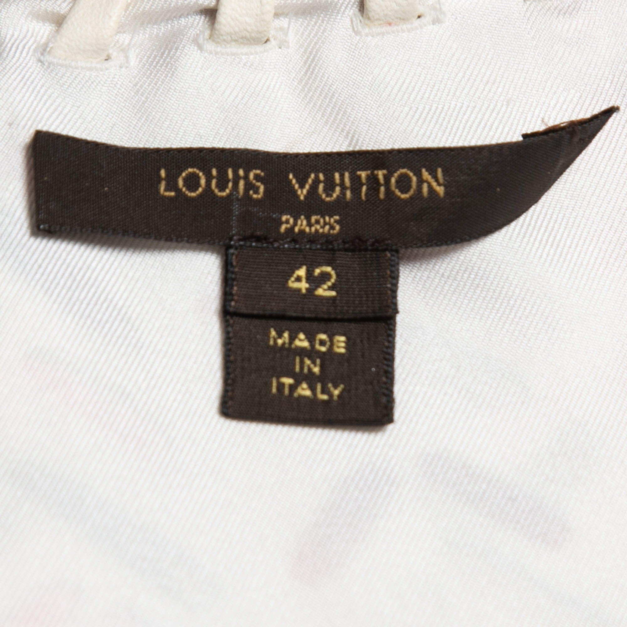 Louis Vuitton White Printed Silk Sleeveless Midi Dress L Louis Vuitton