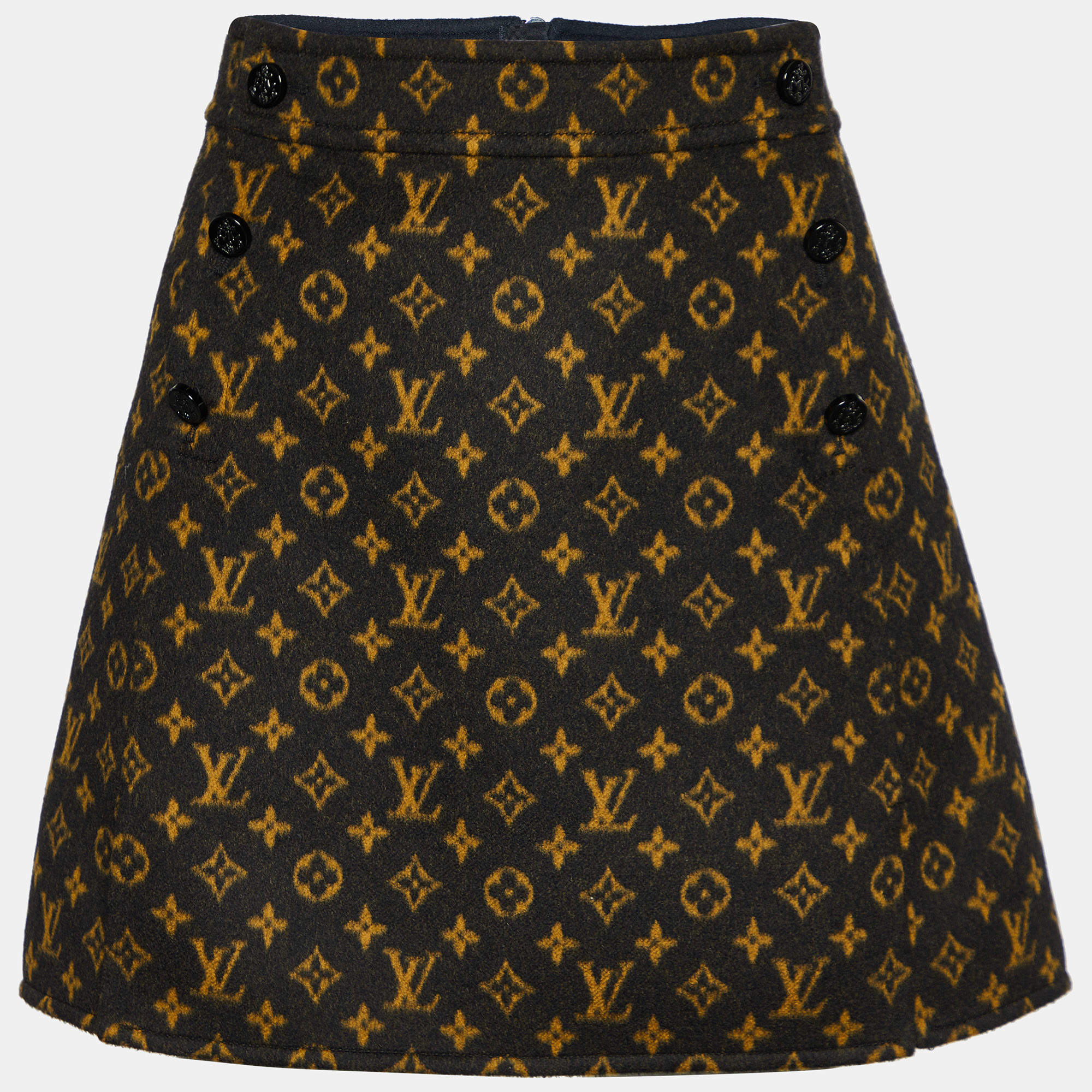 Wool mini skirt Louis Vuitton Yellow size S International in Wool
