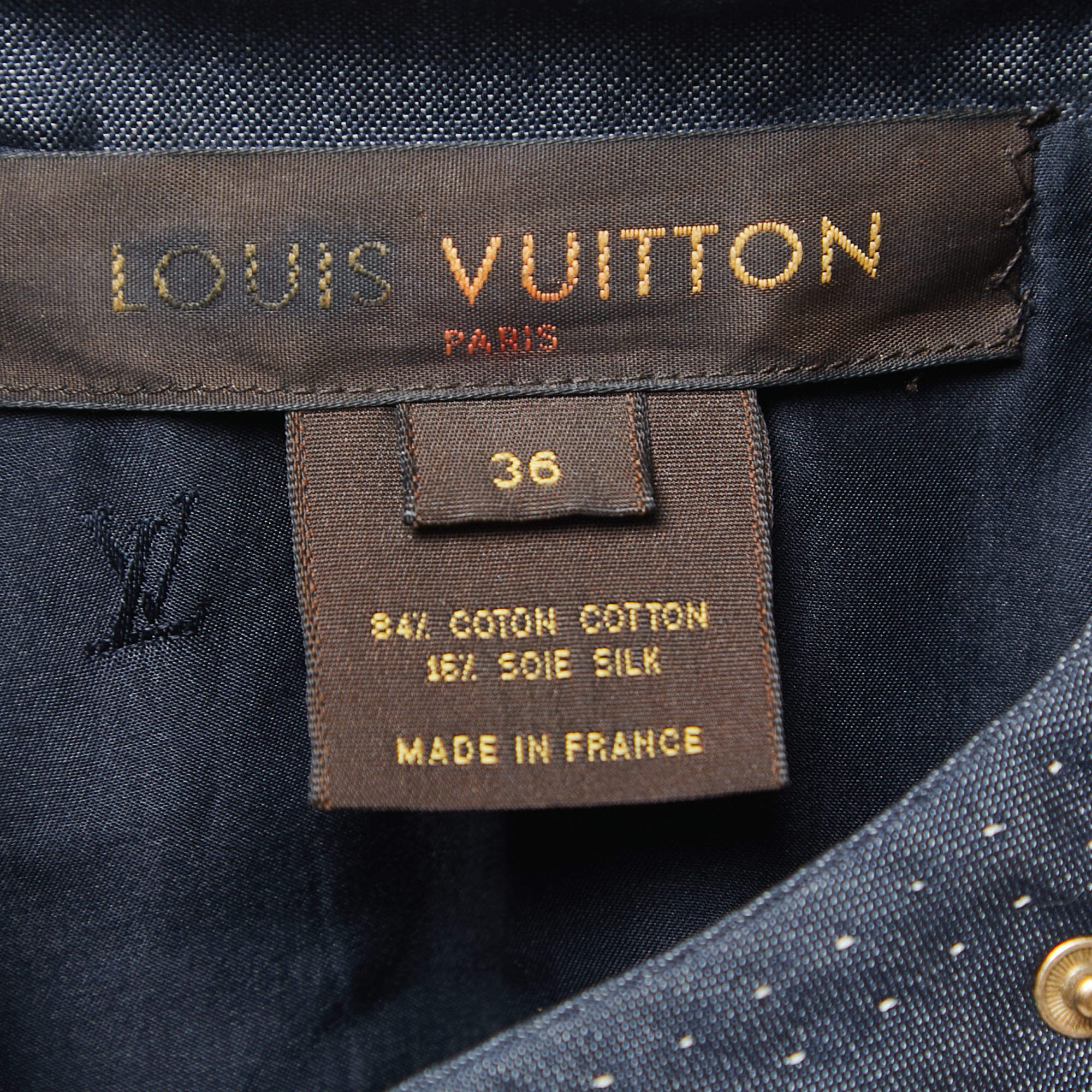 Louis Vuitton Blue Chambray Zip Front Jacket S