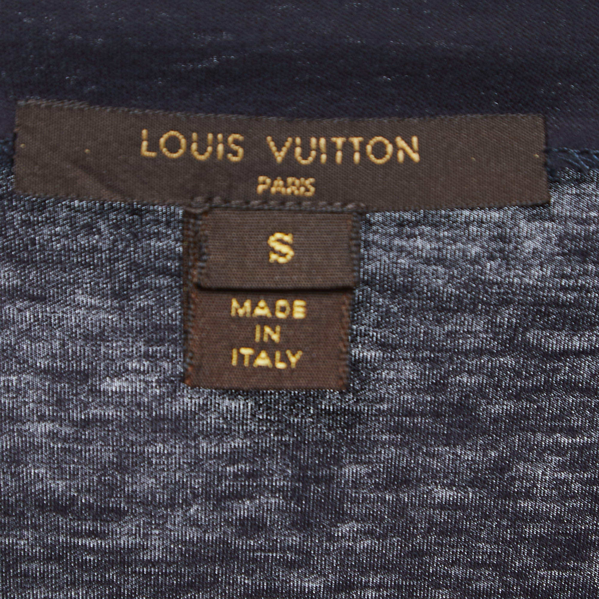 Louis Vuitton Navy Blue Cotton Sleeve Heart Neck Short Sleeve T-Shirt S -  ShopStyle