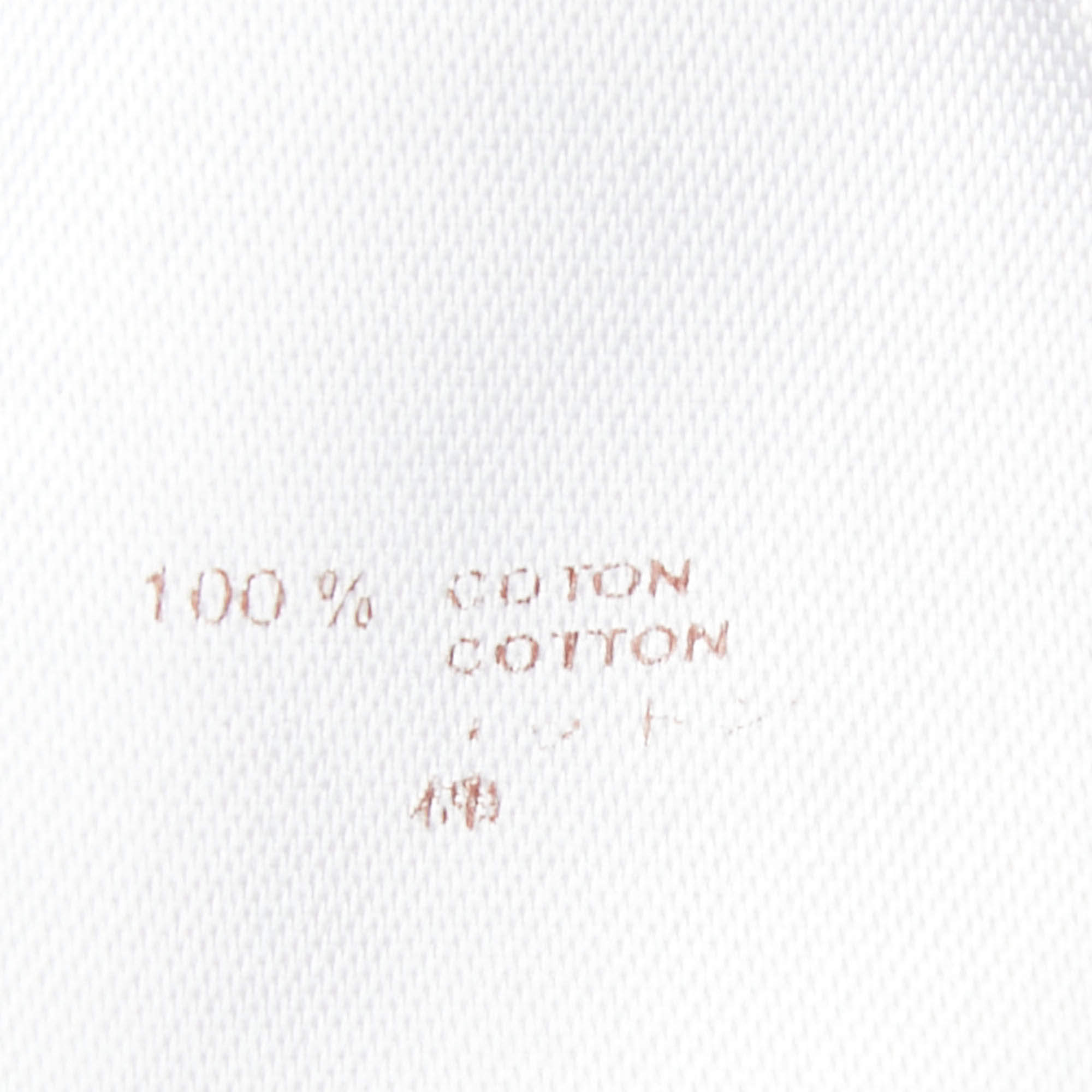 Louis Vuitton Navy Blue Cotton Sleeve Heart Neck Short Sleeve T-Shirt S
