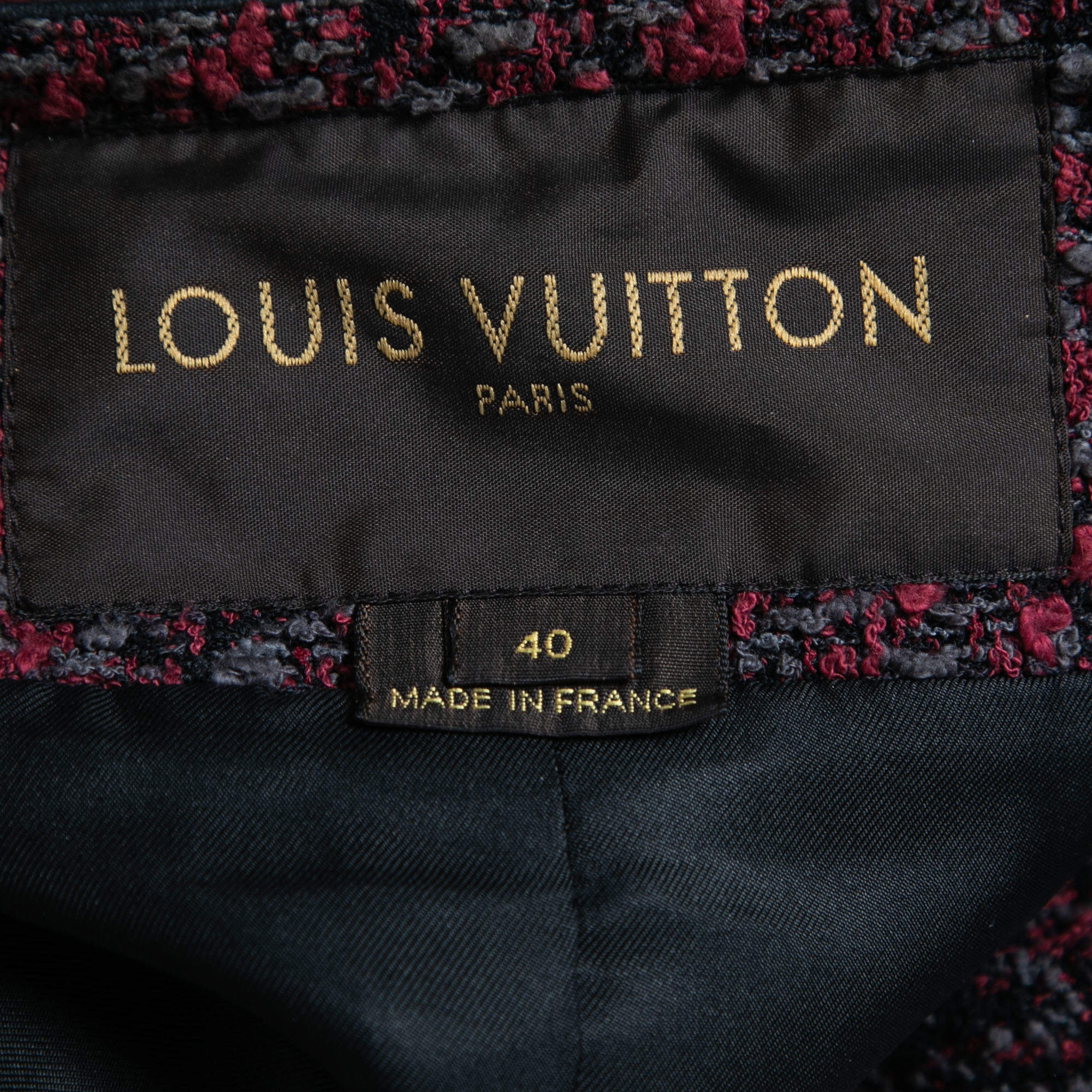 Louis Vuitton Bordeaux Tweed Zip Front Coat S - ShopStyle