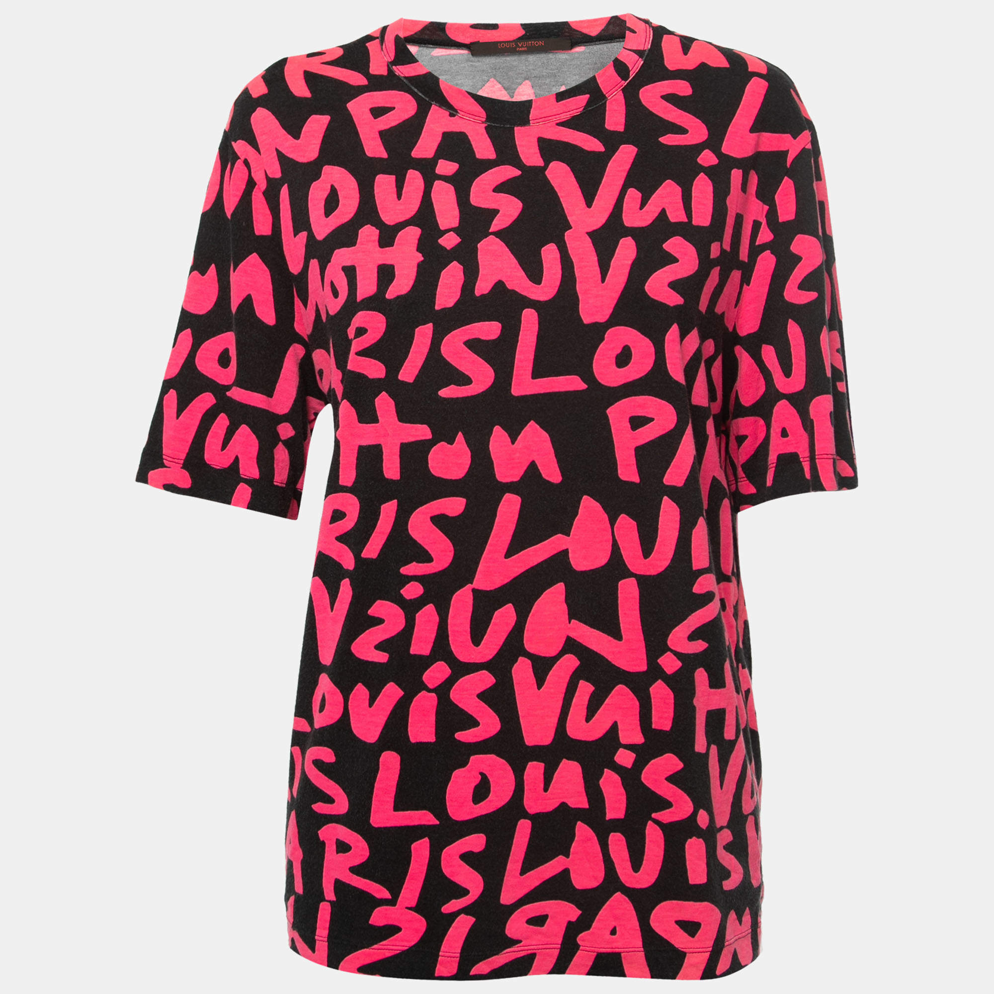 Louis Vuitton X Stephen Sprouse Black/Pink Grafitti Print Cotton Modal T- Shirt L Louis Vuitton